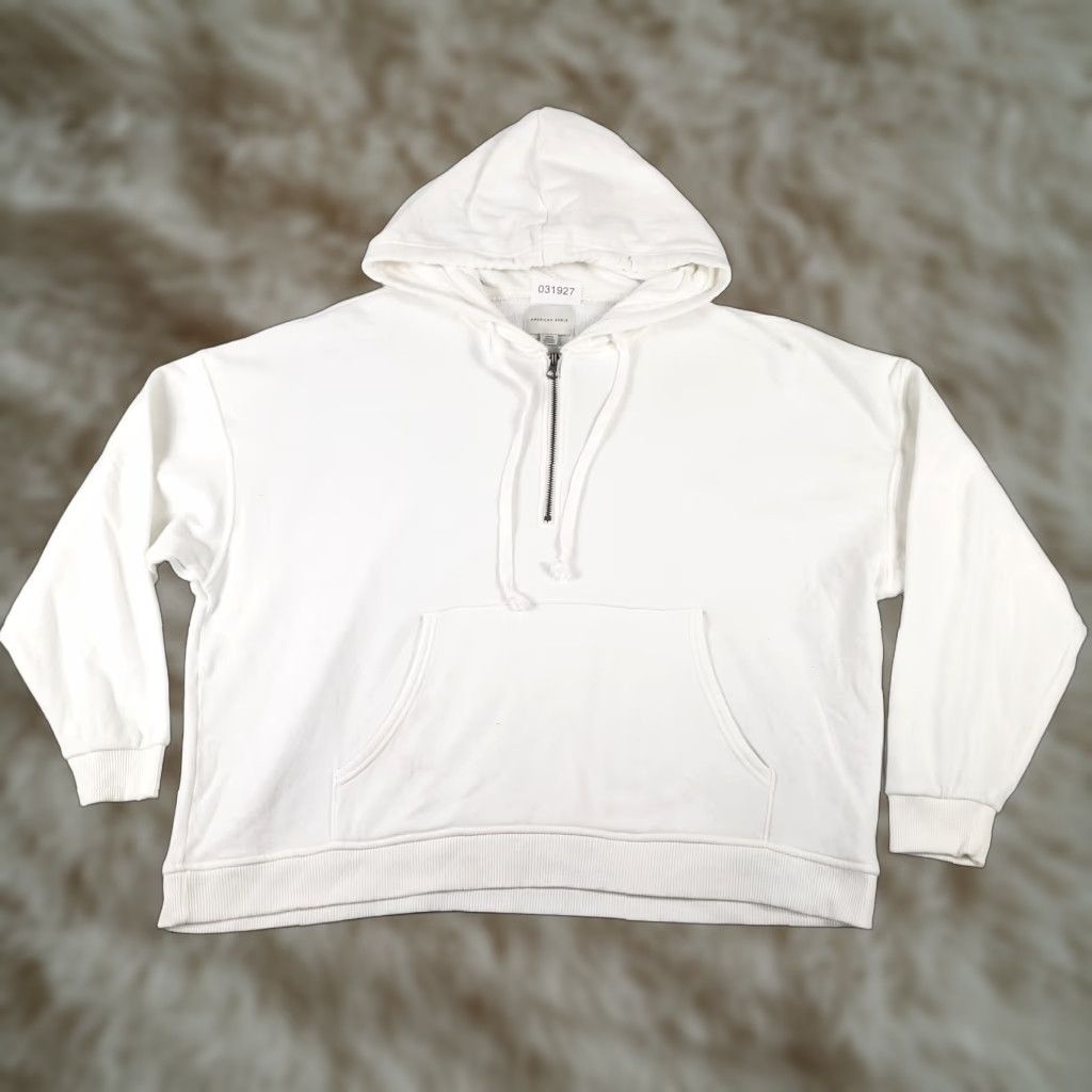American Eagle Outfitters American Eagle Hoodie Adult Small White Pullover Sweatshirt Long Sleeve Mock Neck Mens Size US S / EU 44-46 / 1 - 1 Thumbnail