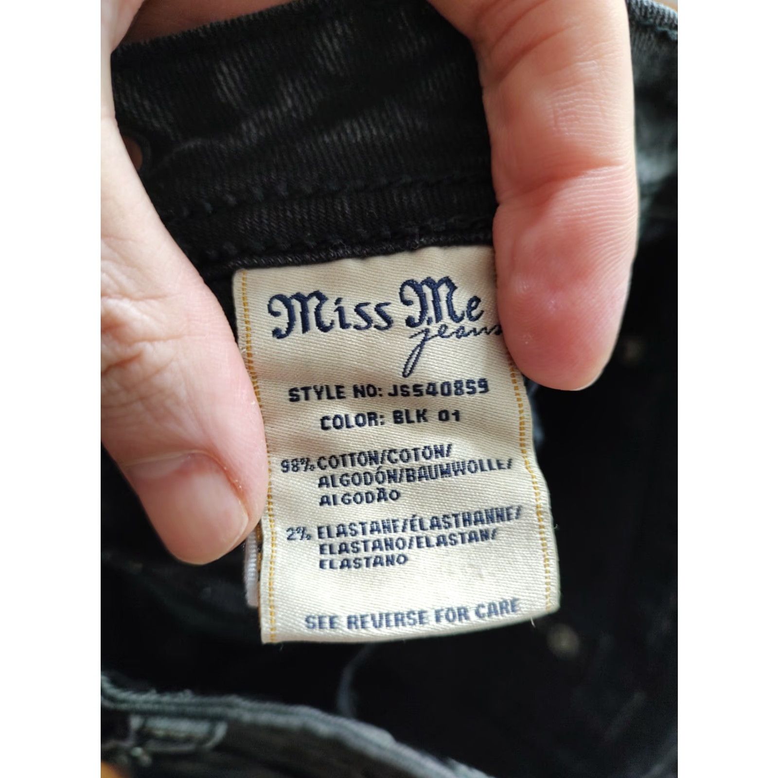 Miss Me Miss Me Skinny Jeans Black Womens 27 Inseam 31 Rhinestone Studded Embroidered 5-Pocket Denim Jeans Size 27" / US 4 / IT 40 - 6 Thumbnail