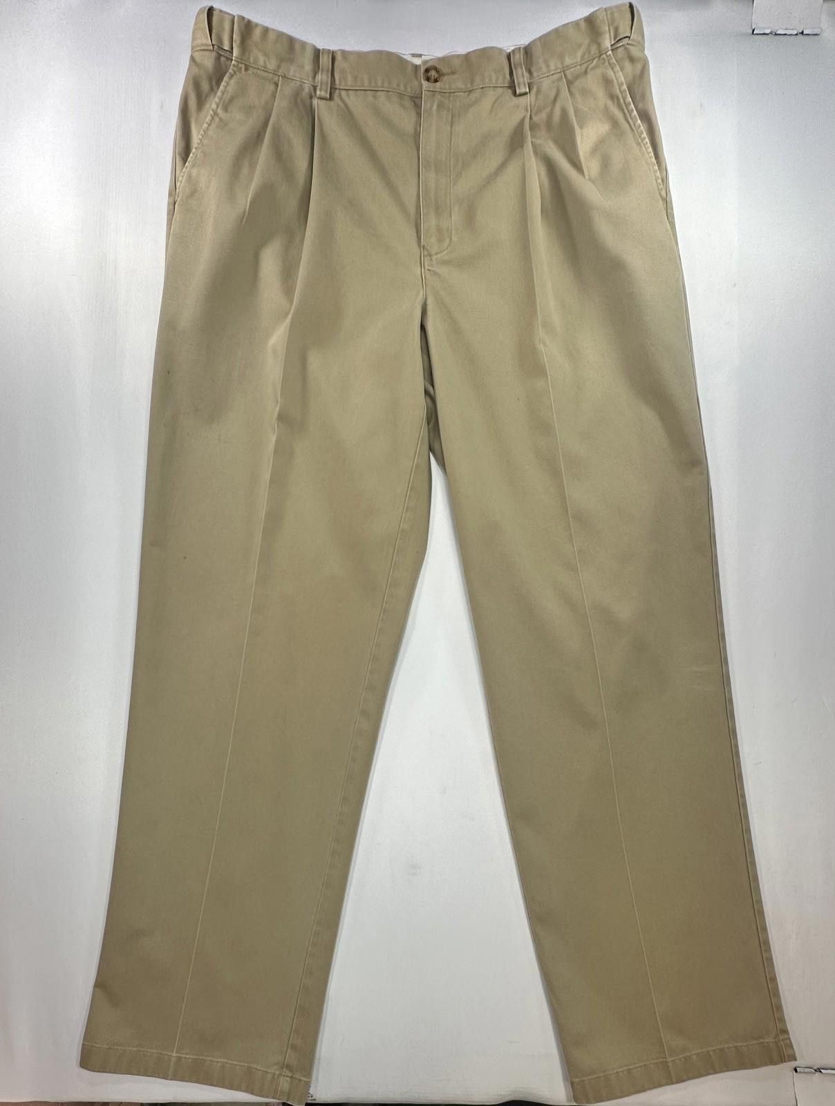 L.L. Bean LL Bean Cotton Pleated Straight Leg Chinos Brown Mens 38/34 Size US 38 / EU 54 - 1 Thumbnail