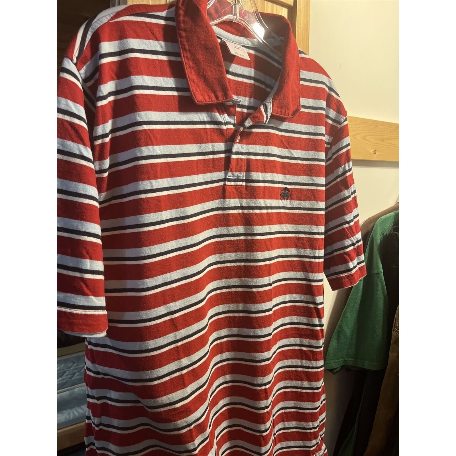 Brooks Brothers Brooks Brothers Mens XL Red Striped Button Cotton Polo Shirt Size US XL / EU 56 / 4 - 7 Thumbnail