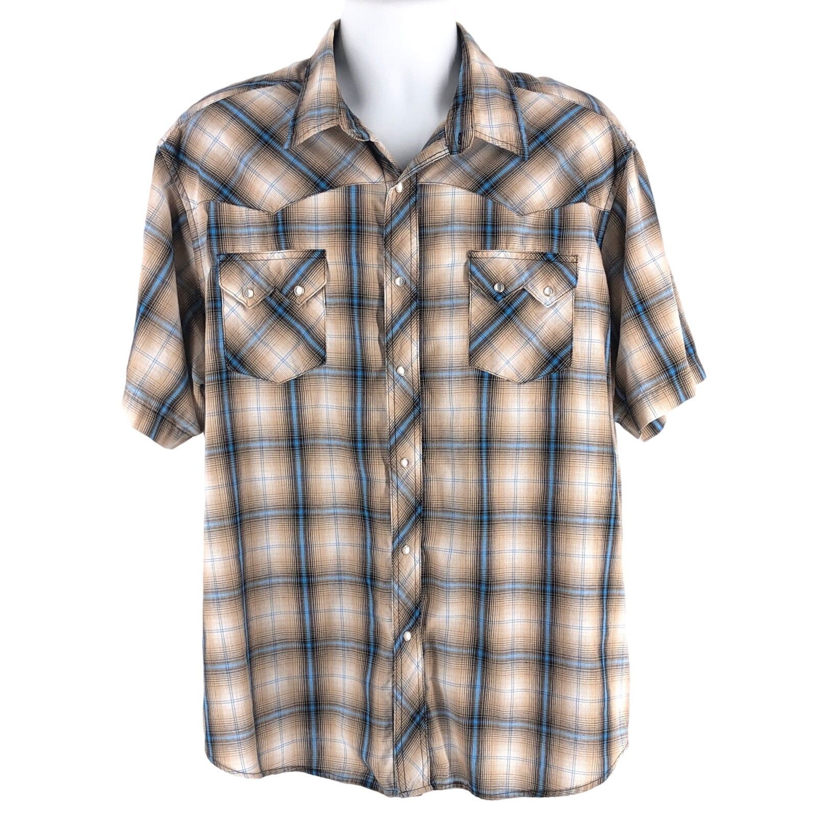 Vintage × Wrangler 90s Wrangler pearl snap wester shirt short sleeve vintage Size US XXL / EU 58 / 5 - 1 Thumbnail