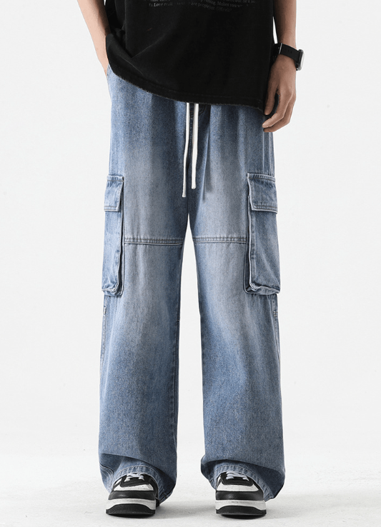 Japanese Brand American retro distressed loose pocket straight cargo jeans Size US 32 / EU 48 - 1 Thumbnail