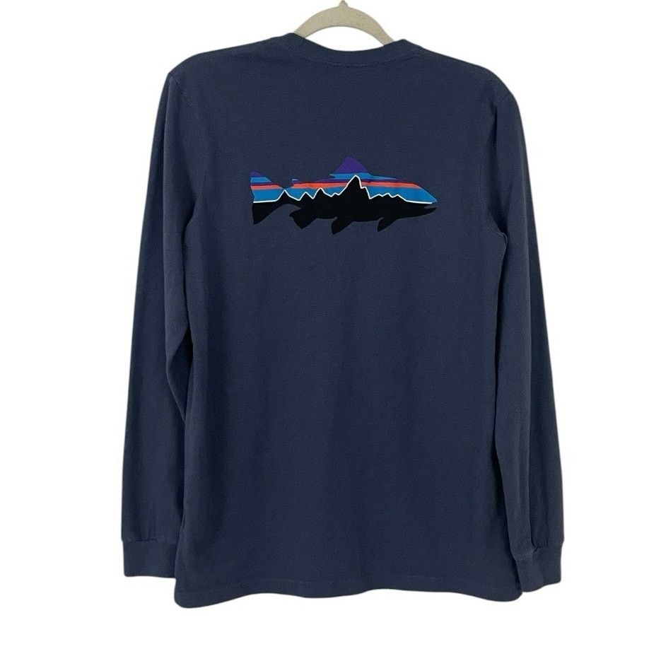Patagonia Patagonia Mens Navy Blue Fish Graphic Long Sleeve Tee Size US XS / EU 42 / 0 - 4 Thumbnail