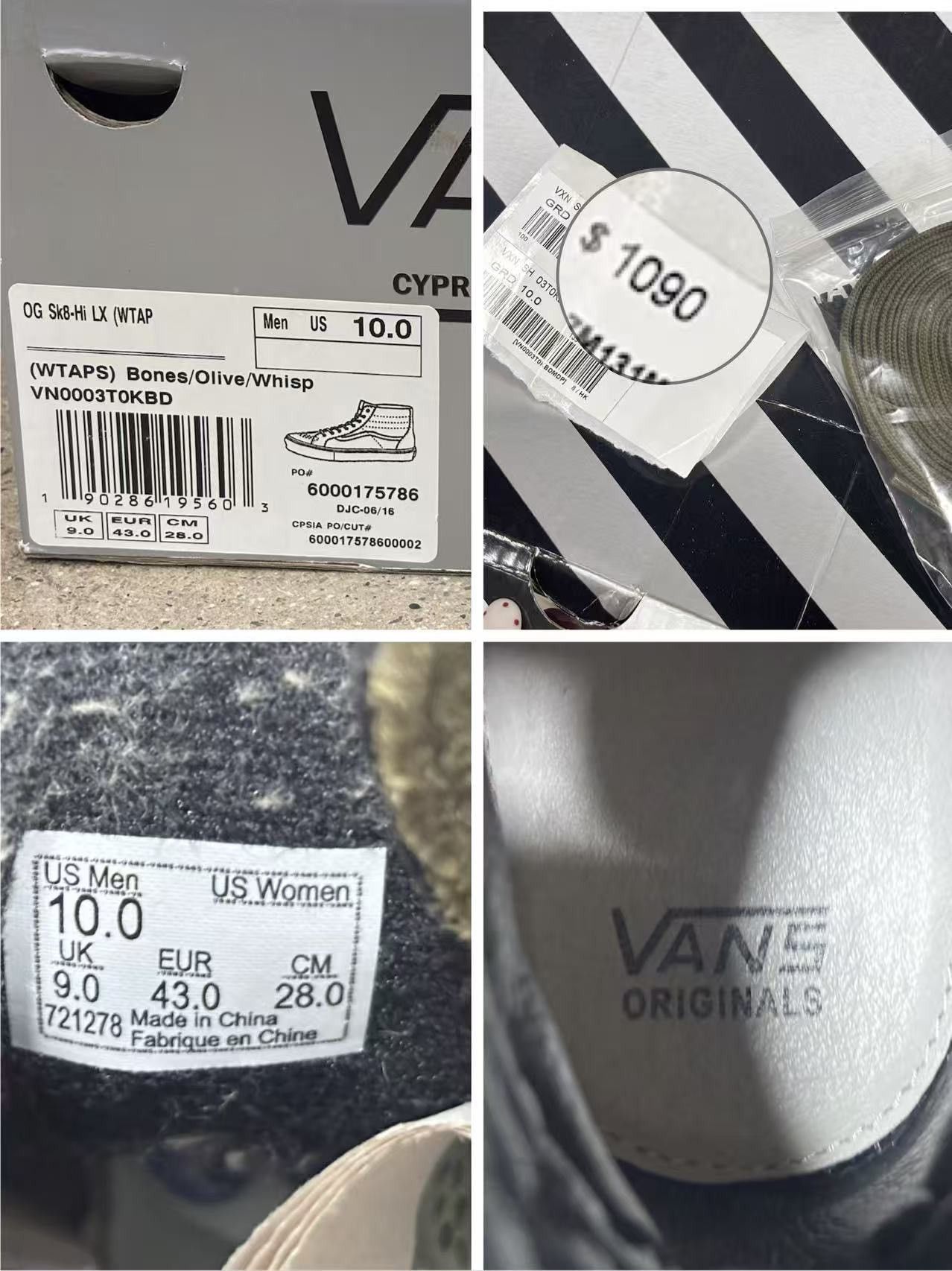 Vans × Wtaps Wtaps x Vans OG SK8 Hi Bones US10 Olive Size US 10 / EU 43 - 4 Thumbnail