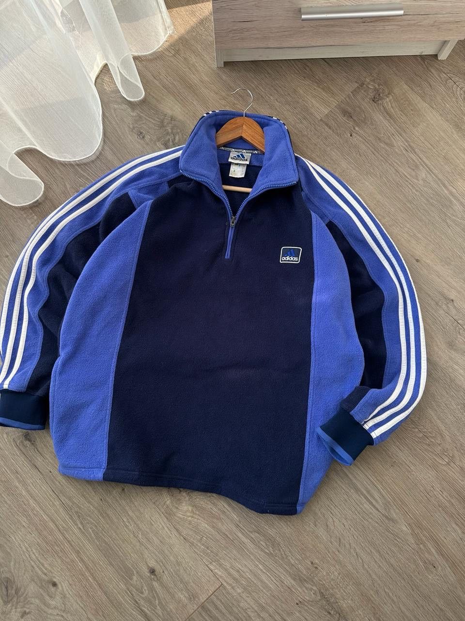 Adidas × Vintage Vintage Adidas 1/4 zip fleece blue hoodie Size US M / EU 48-50 / 2 - 8 Thumbnail