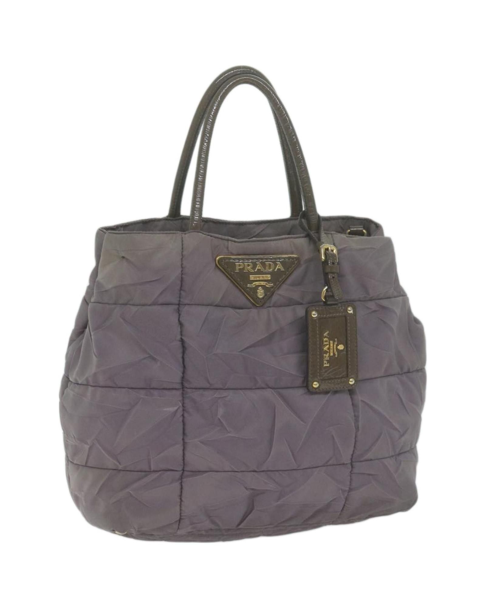 image of Prada Elegant Purple Synthetic Bag With Name Tag From Italy By Renowned Luxury Brand, Women's