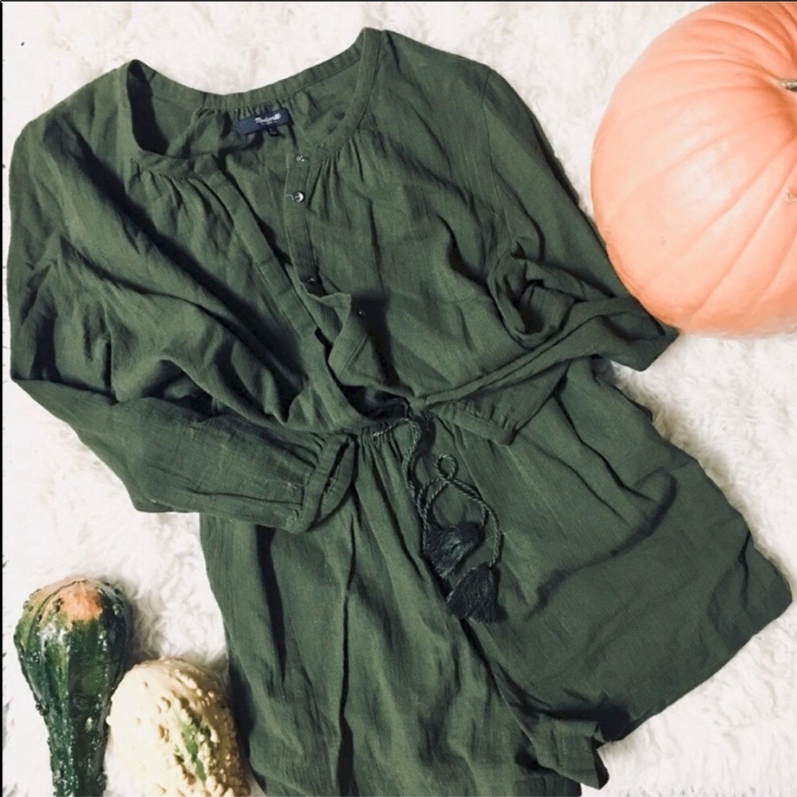 Madewell NEW MADEWELL Mallorca Button Army Olive Green Shorts Romper Size 28" / US 6 / IT 42 - 5 Thumbnail