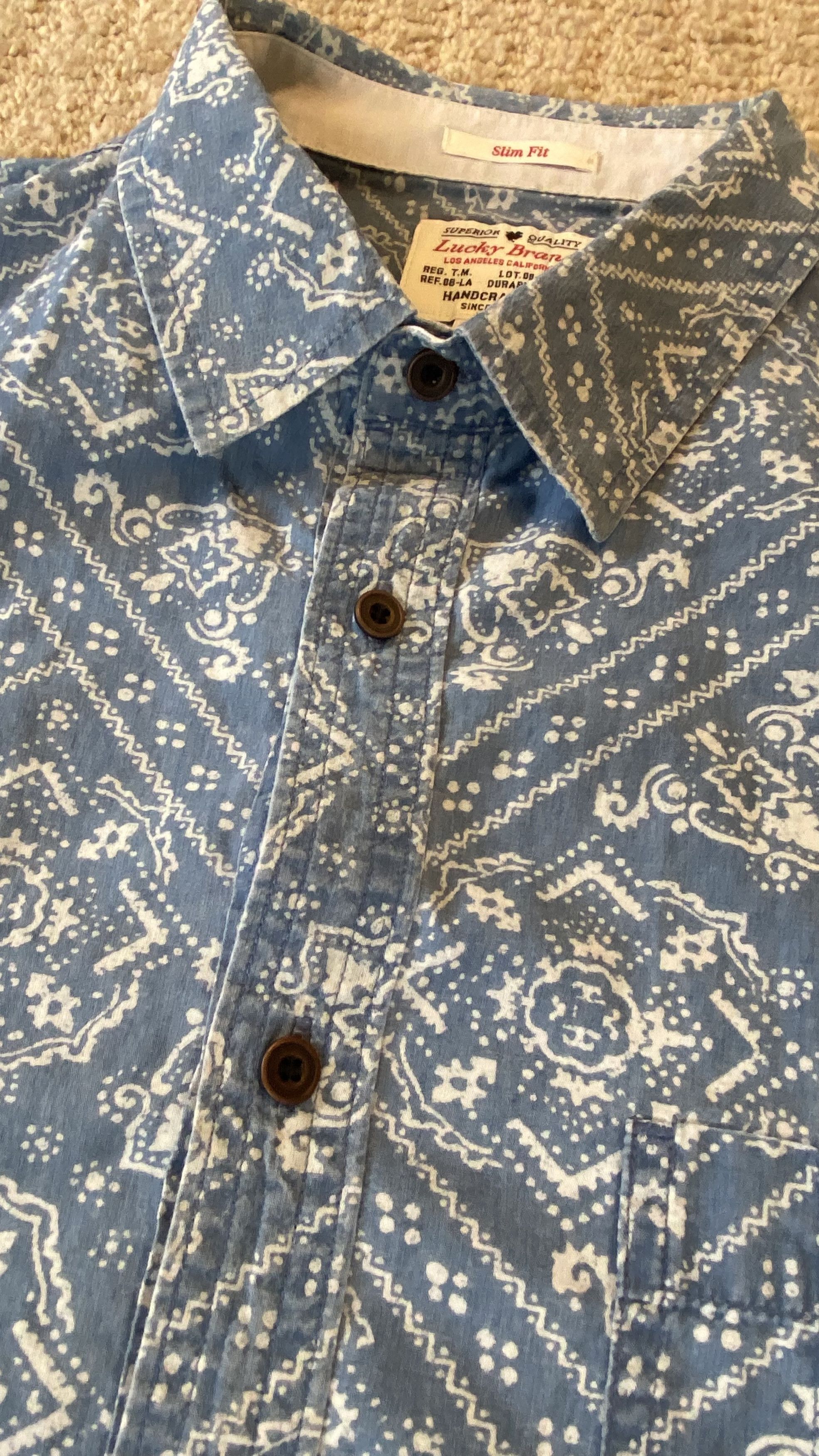 Lucky Brand Lucky Brand True Indigo Collared Shirt XL Size US XL / EU 56 / 4 - 1 Thumbnail