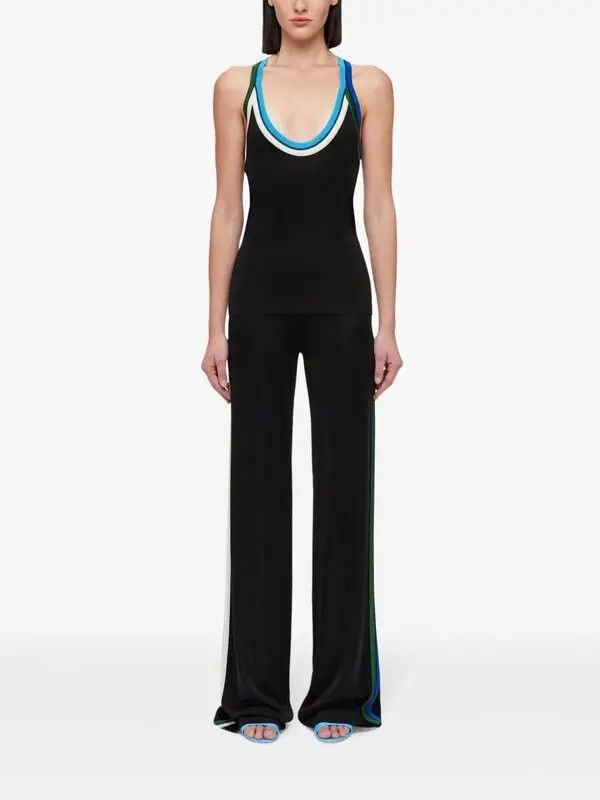 Salvatore Ferragamo o1s1rm0126 Striped Knit Track Pant in Black Size 25" / US 0 / IT 36 - 2 Thumbnail