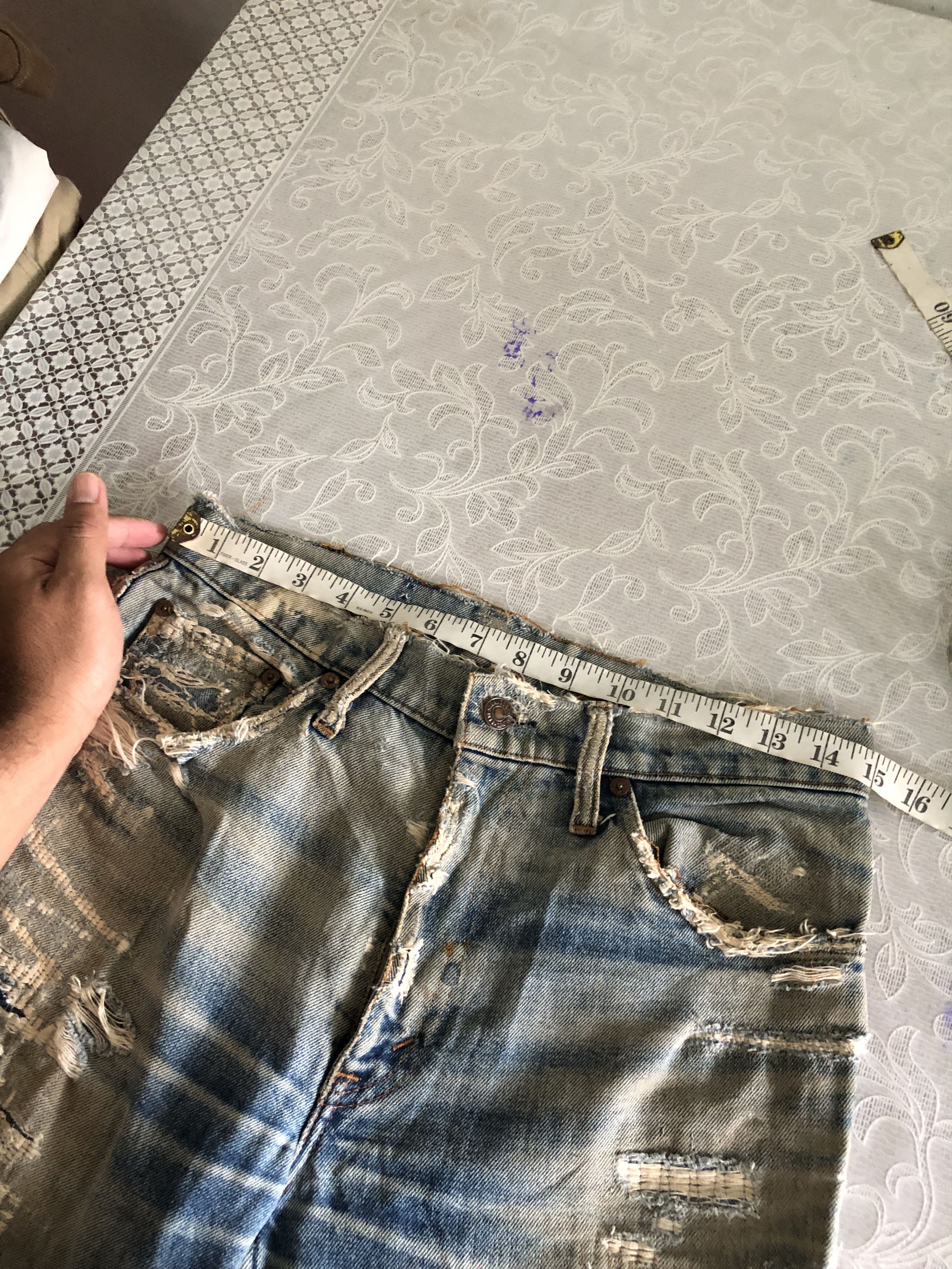 Levi's Vintage 90s Levis Distressed Denim Flare Pants Size US 29 - 18 Thumbnail