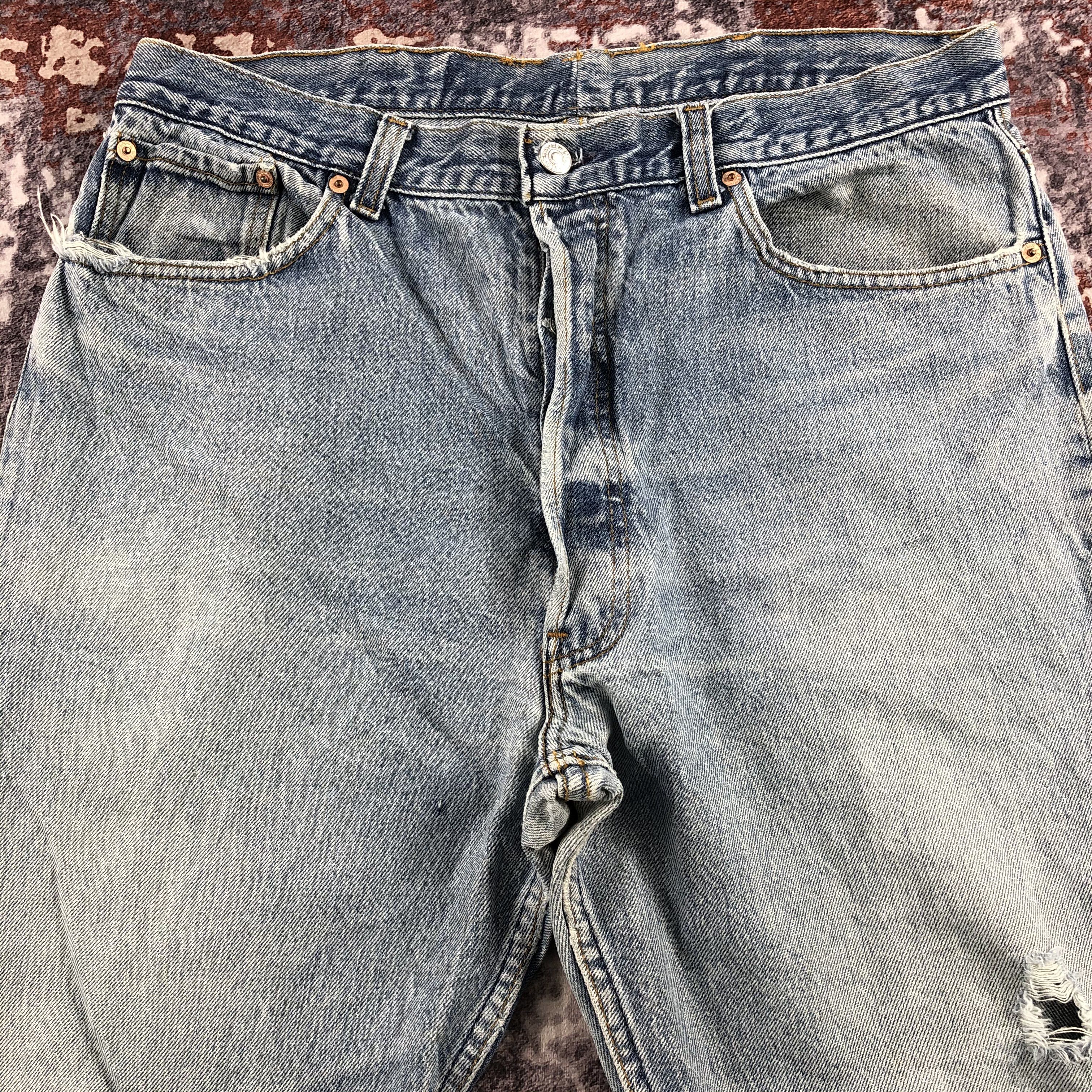 Levi's Vintage 90s Blue Wash Levis 501 Jeans-JM2239 Size US 35 - 3 Thumbnail