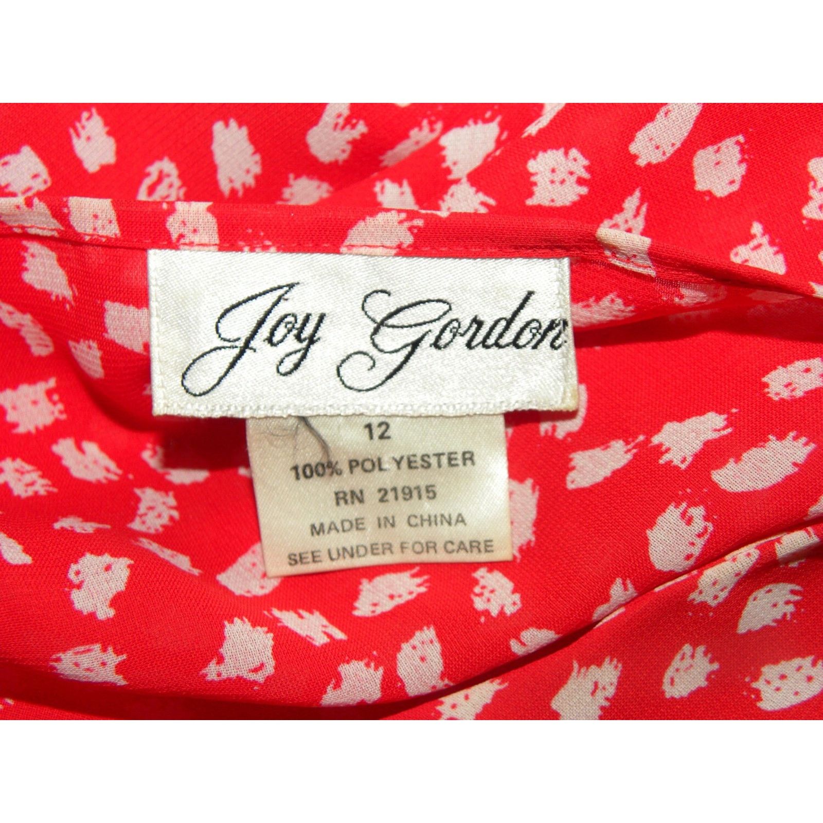 Vintage 90's Red & White Small Print Dress with Flounce | Small Size S / US 4 / IT 40 - 3 Thumbnail