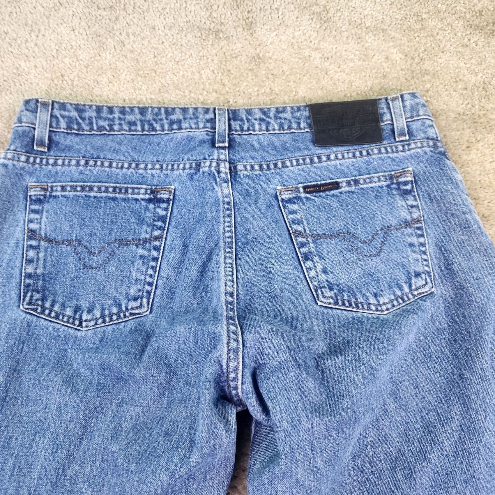 Harley Davidson VINTAGE Harley Davidson Womens Jeans Size 12 36in Waist 31in Inseam Straight Biker Blue B903 Size 25" / US 0 / IT 36 - 5 Thumbnail