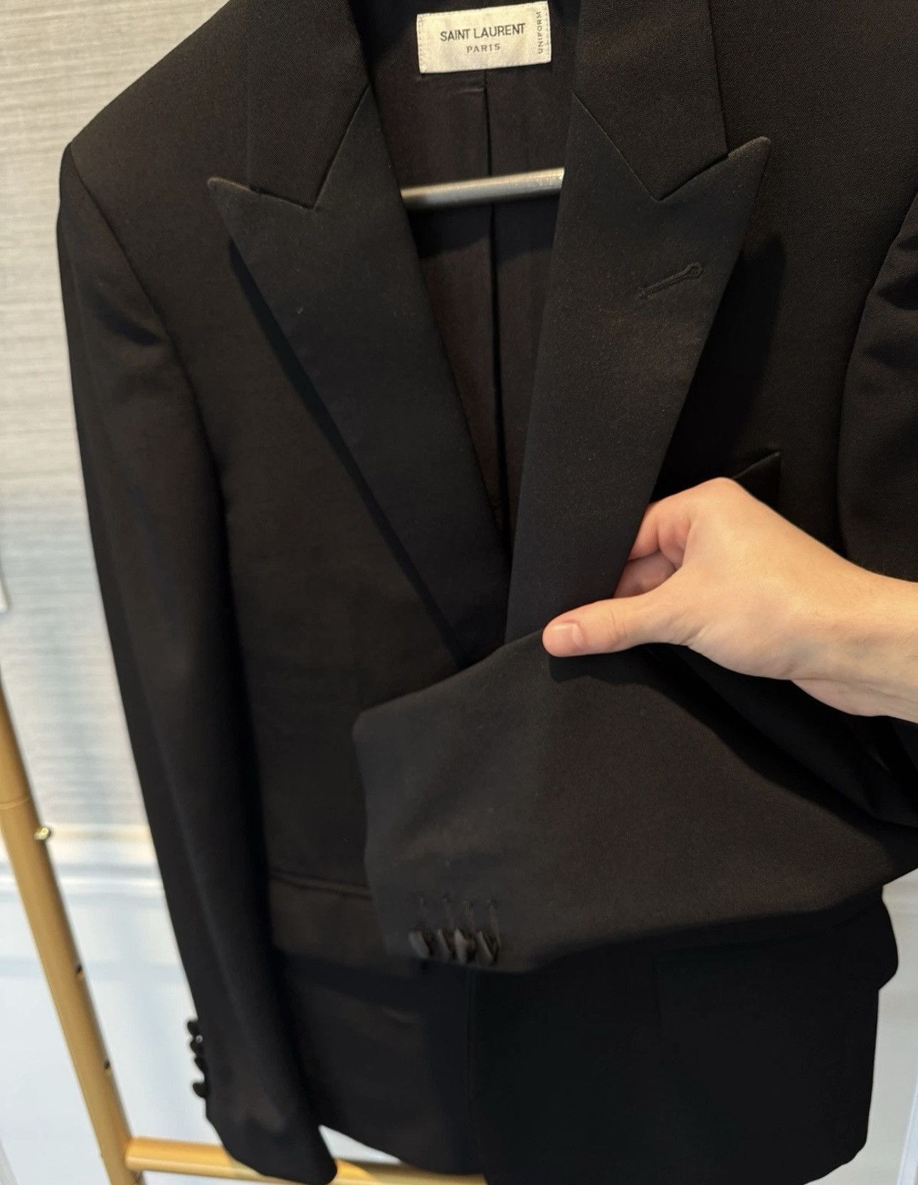 Saint Laurent Paris 2023 Peaked Lapel Le Smoking Blazer 44 Size 44R - 4 Thumbnail