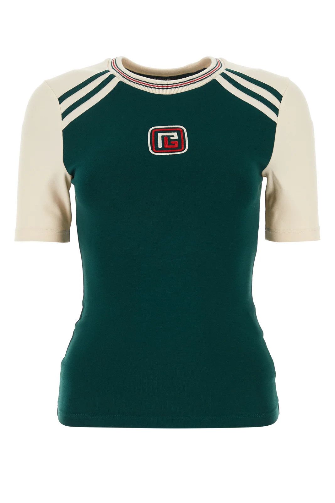 Balmain o1y0625 T-Shirt in Dark Green/Beige Size XS / US 0-2 / IT 36-38 - 1 Thumbnail
