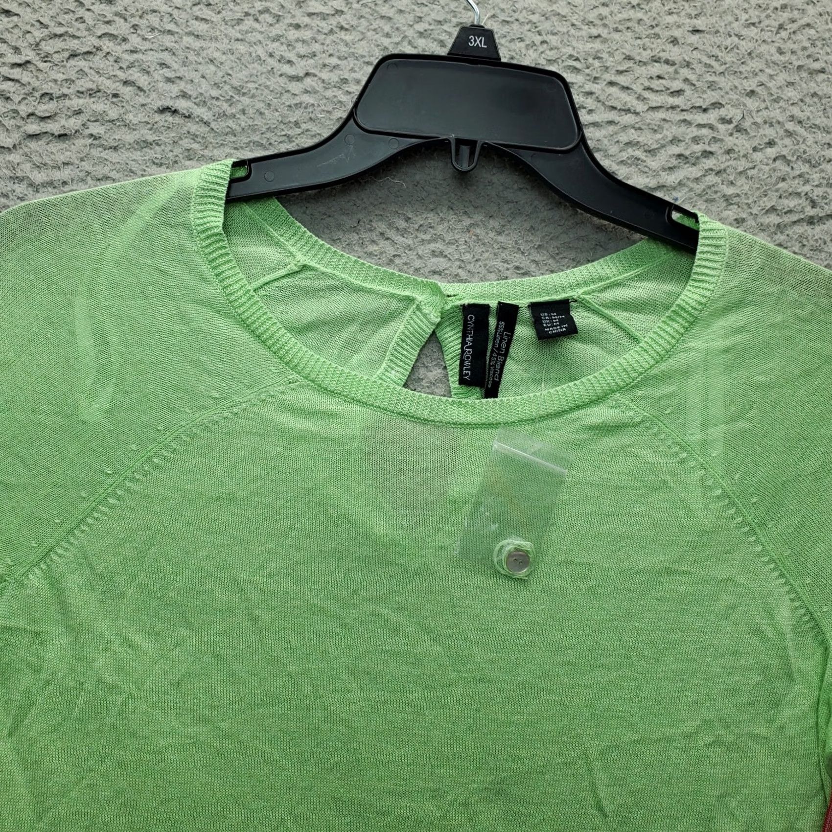 Cynthia Rowley Cynthia Rowley Blouse Womens M Green Linen 3/4 Sleeve Round Neck Back Button Shirt Womens M Green Linen Blouse Size M / US 6-8 / IT 42-44 - 5 Thumbnail