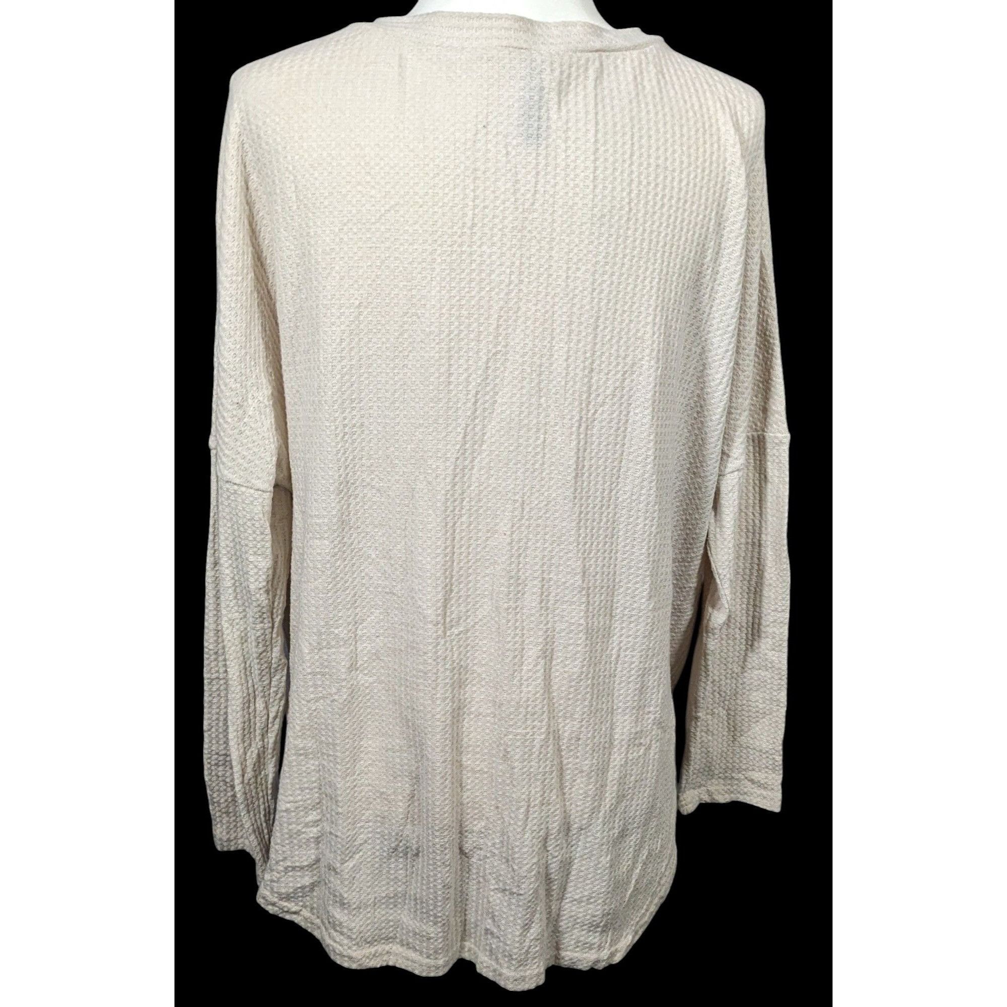 Other Iwollence Cream Waffle Knit Button Down Tie Front Tunic Size L / US 10 / IT 46 - 2 Thumbnail