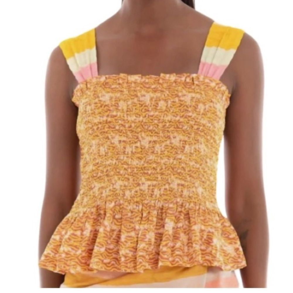 Scotch & Soda Scotch & Soda Gold Smocked Peplum Tank Top Size M / US 6-8 / IT 42-44 - 1 Thumbnail