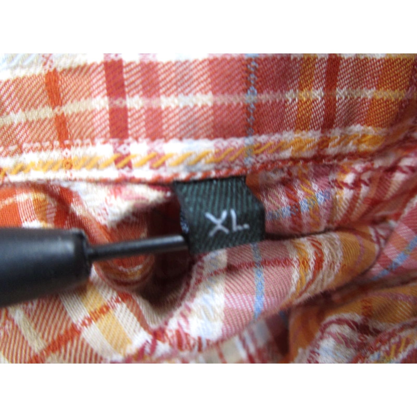 Canali CANALI Shirt Men XL Orange Plaid Button-Up Long Sleeve Casual Designer Italian Size US XL / EU 56 / 4 - 4 Thumbnail