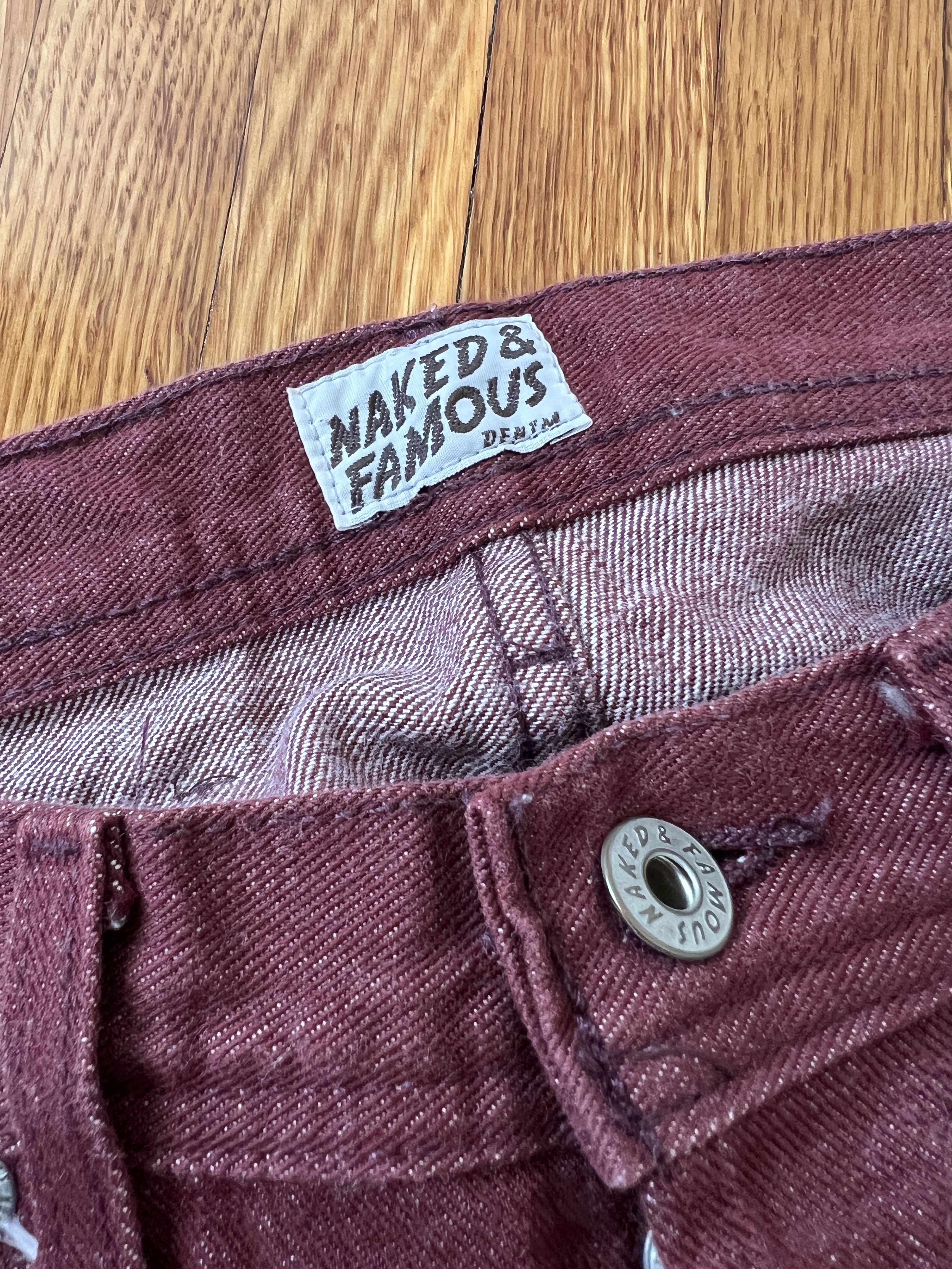 Naked & Famous Pomegranate Selvedge Weird Guy Button-Fly Jeans - 29x27 Size US 29 - 5 Thumbnail