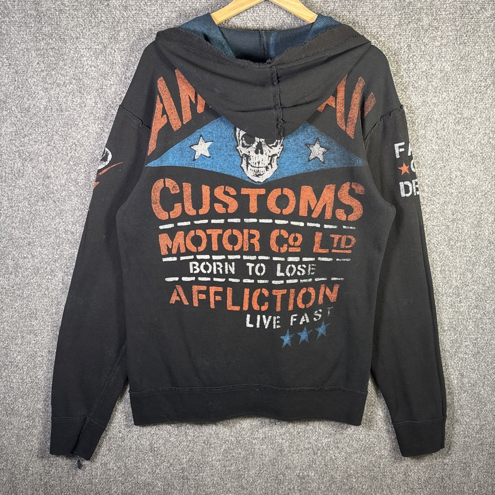 Affliction Vintage Affliction Hoodie Mens Large Black Y2K Zip Up Thin Size US L / EU 52-54 / 3 - 8 Thumbnail