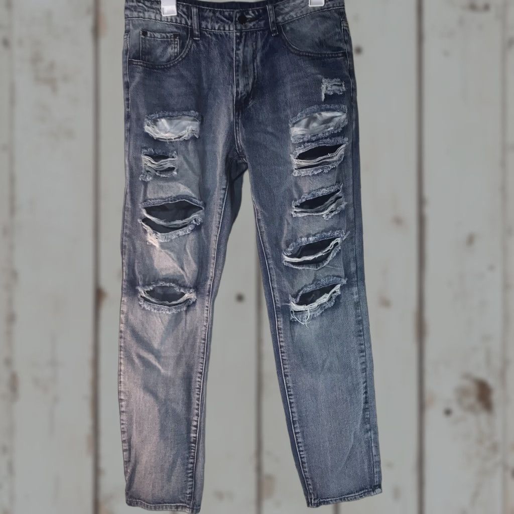 Vintage Q & J Jeans Mid Rise Straight Fit Womens Size 30 Acid Wash Distressed Denim Blue Size 30" / US 8 / IT 44 - 1 Thumbnail