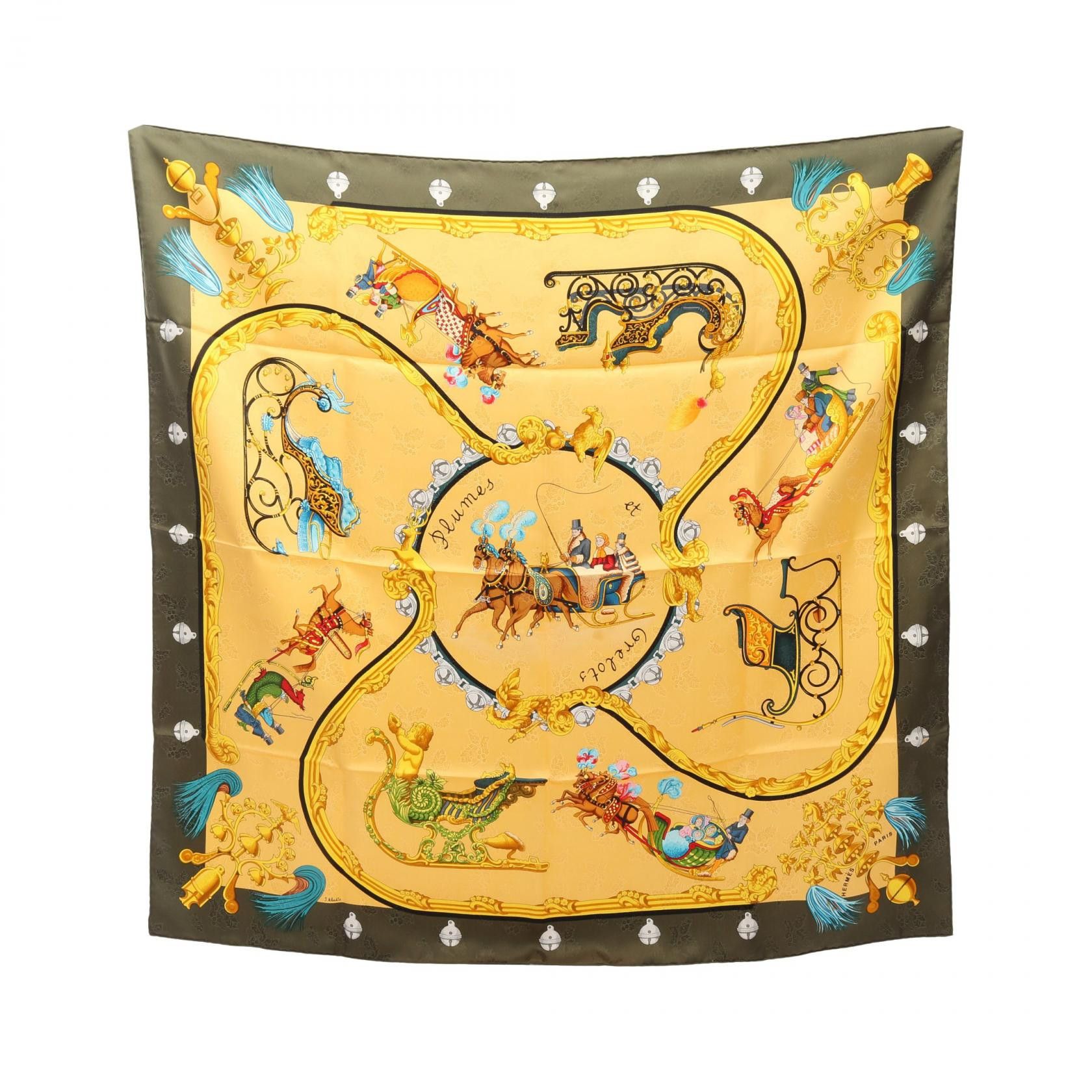 Hermes Hermes Hermes Carre90 Plumes et Grelots Silk Scarf Textile Scarf DUTY FREE for USA Size ONE SIZE - 1 Thumbnail