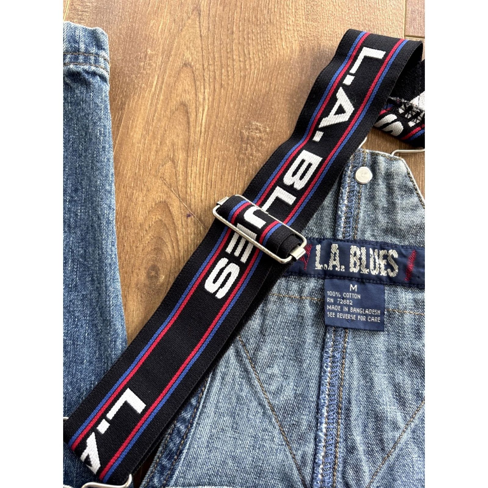 Vintage VINTAGE LA Blues Womens Medium Carpenter Overalls Denim Bib 90s Y2K Denim Bib Overalls Straight Jeans Size 32" / US 10 / IT 46 - 3 Thumbnail