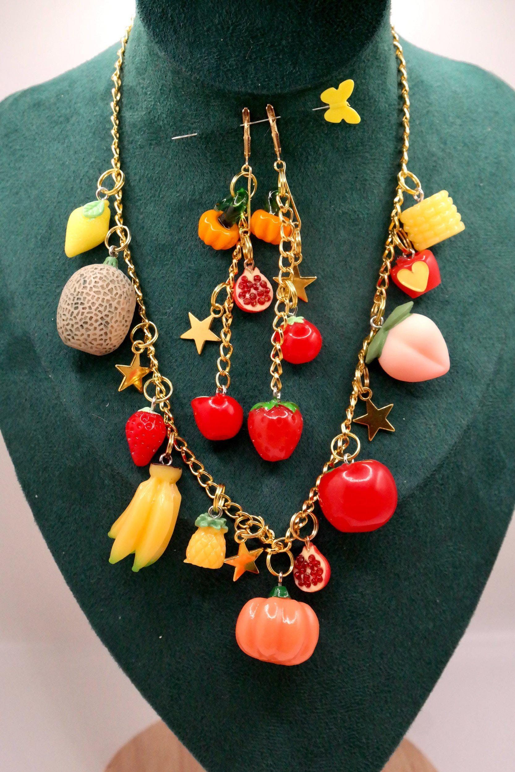 Handmade Fruity Gold Star Necklace & Earrings Set Size ONE SIZE - 1 Thumbnail