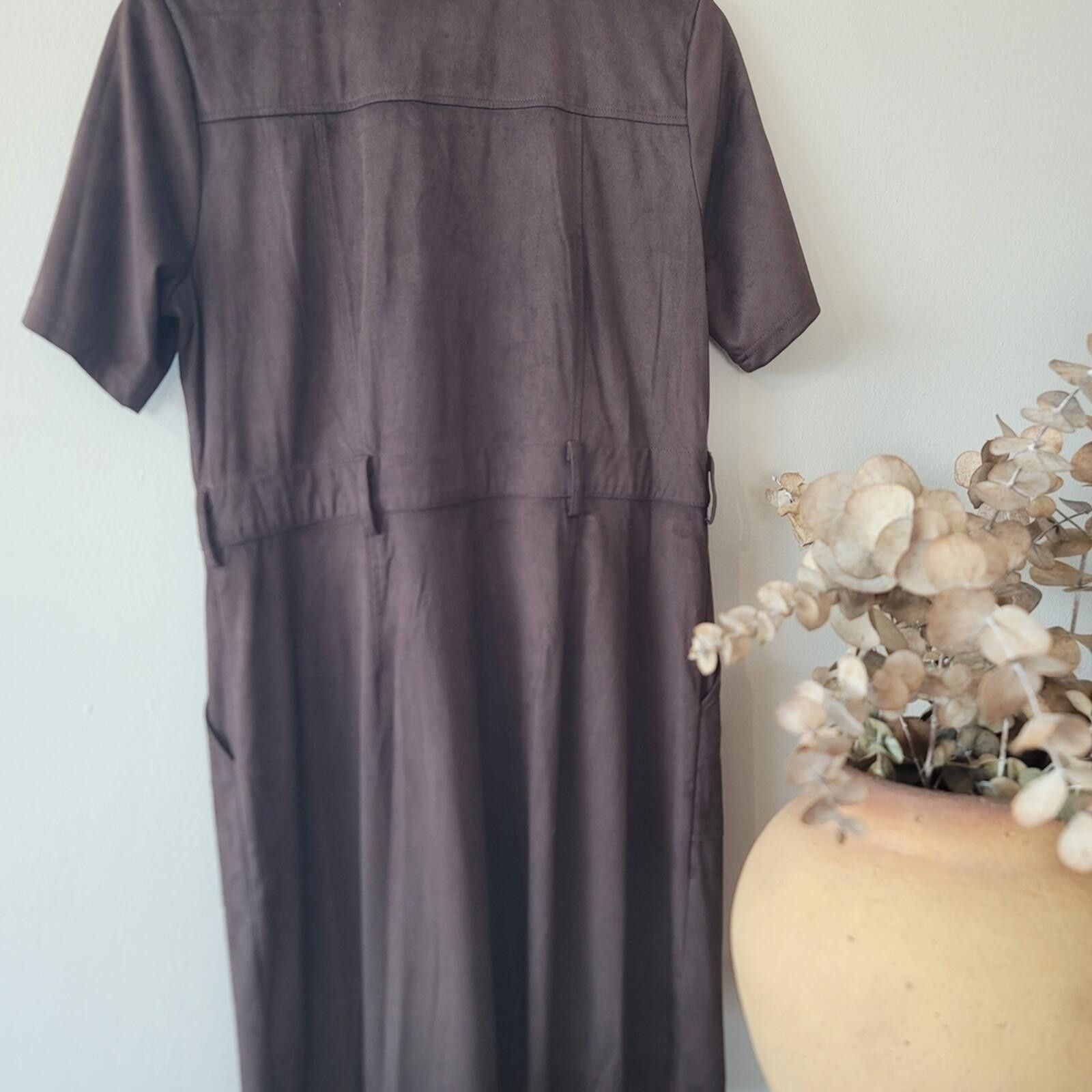 Other Faux Suede Zip Shift Mini Dress Chocolate Brown Sz 8 New Size M / US 6-8 / IT 42-44 - 5 Thumbnail