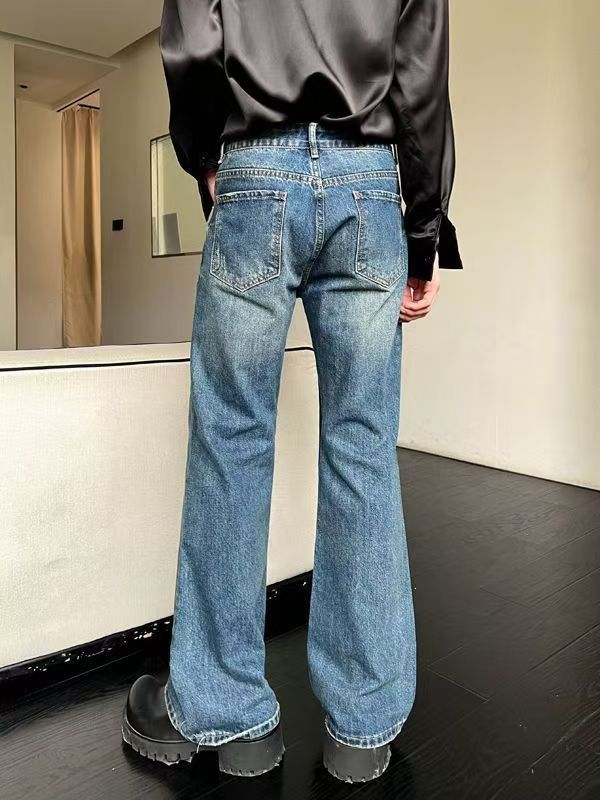 Jean American retro blue distressed loose ripped flared jeans Size US 32 / EU 48 - 4 Thumbnail