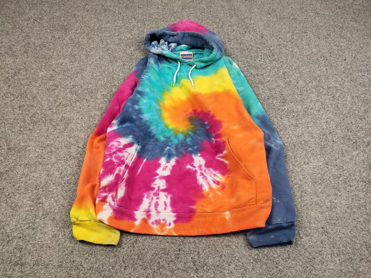 Hanes Vintage 90's Hanes Ultimate bright Tie Dye Oversized Hoodie Size US L / EU 52-54 / 3 - 2 Thumbnail