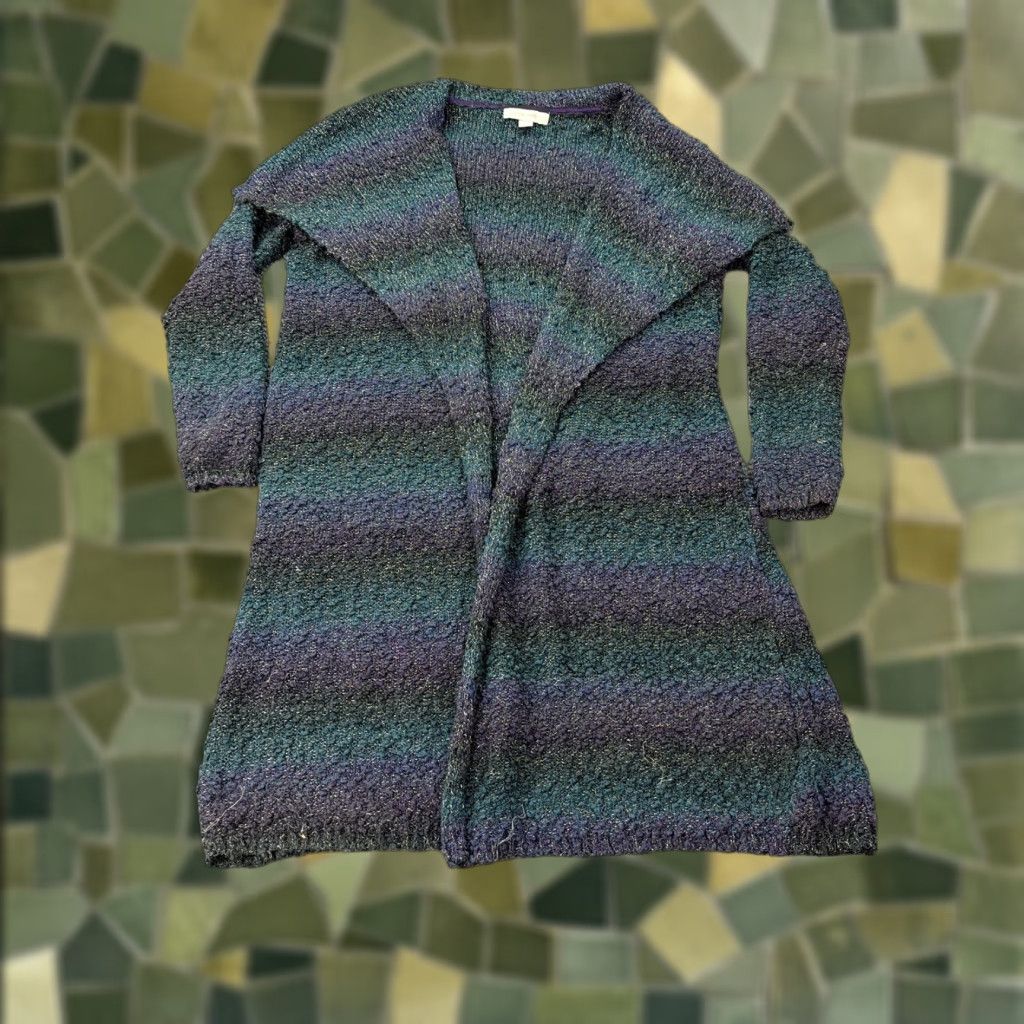 Laura Ashley Laura Ashley Cardigan Sweater Womens L Long Green Open Front Boucle Knit Size L / US 10 / IT 46 - 1 Thumbnail