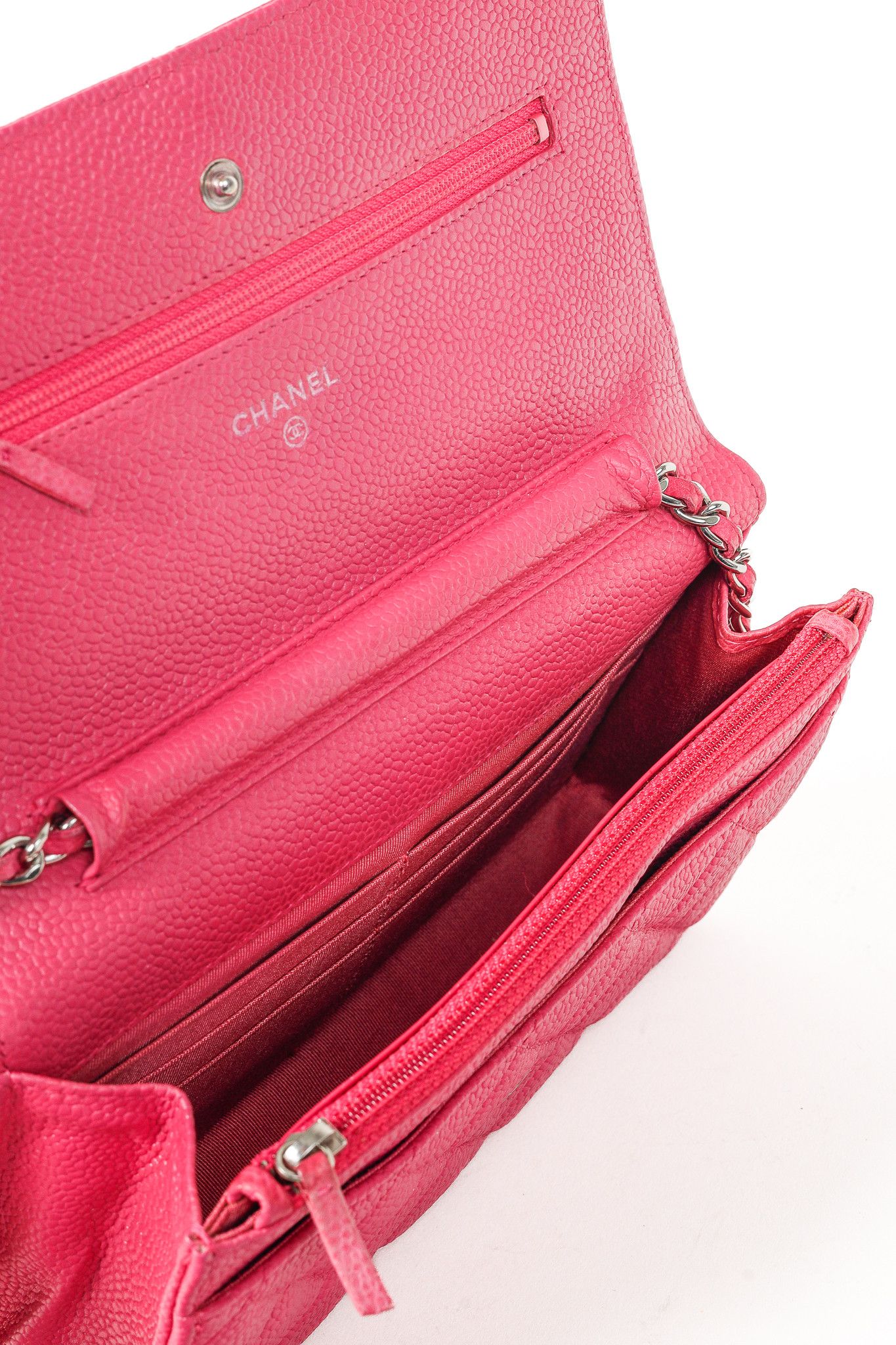 Chanel Chanel Silver Strap Pink Magenta Caviar Wallet-on-Chain Size ONE SIZE - 12 Thumbnail