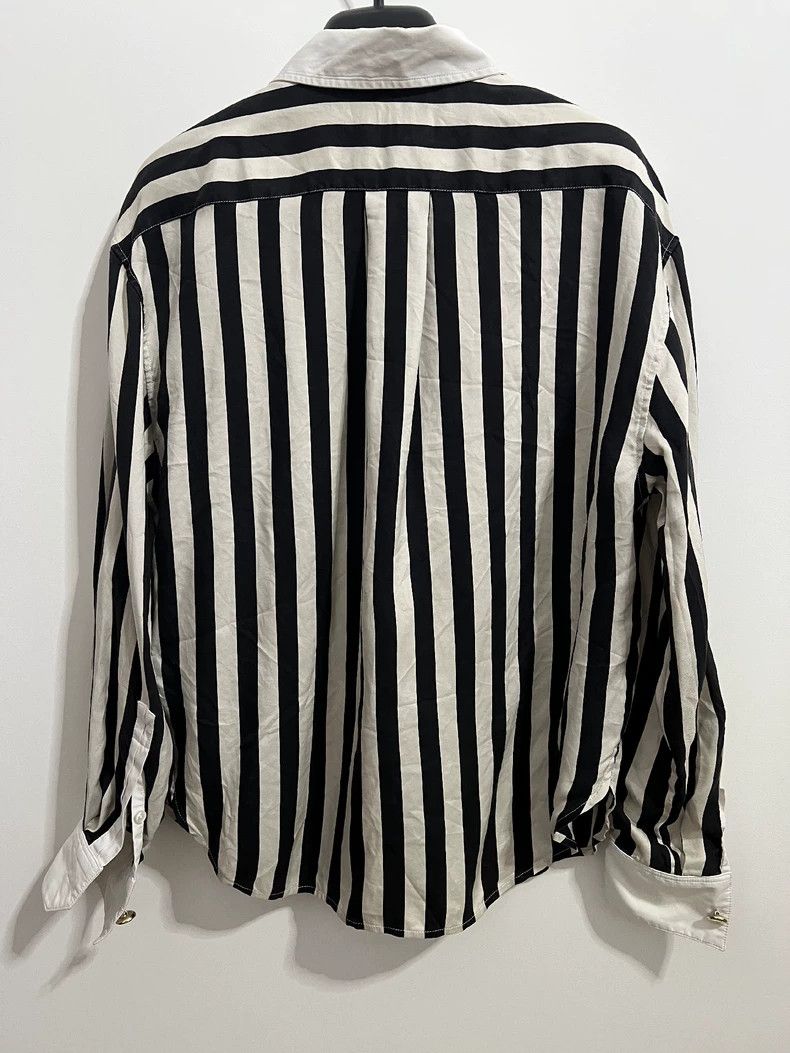 Saint Laurent Paris Saint laurent paris Black and white striped silk shirt 2506 Size XXS / US 00 / IT 34 - 2 Thumbnail