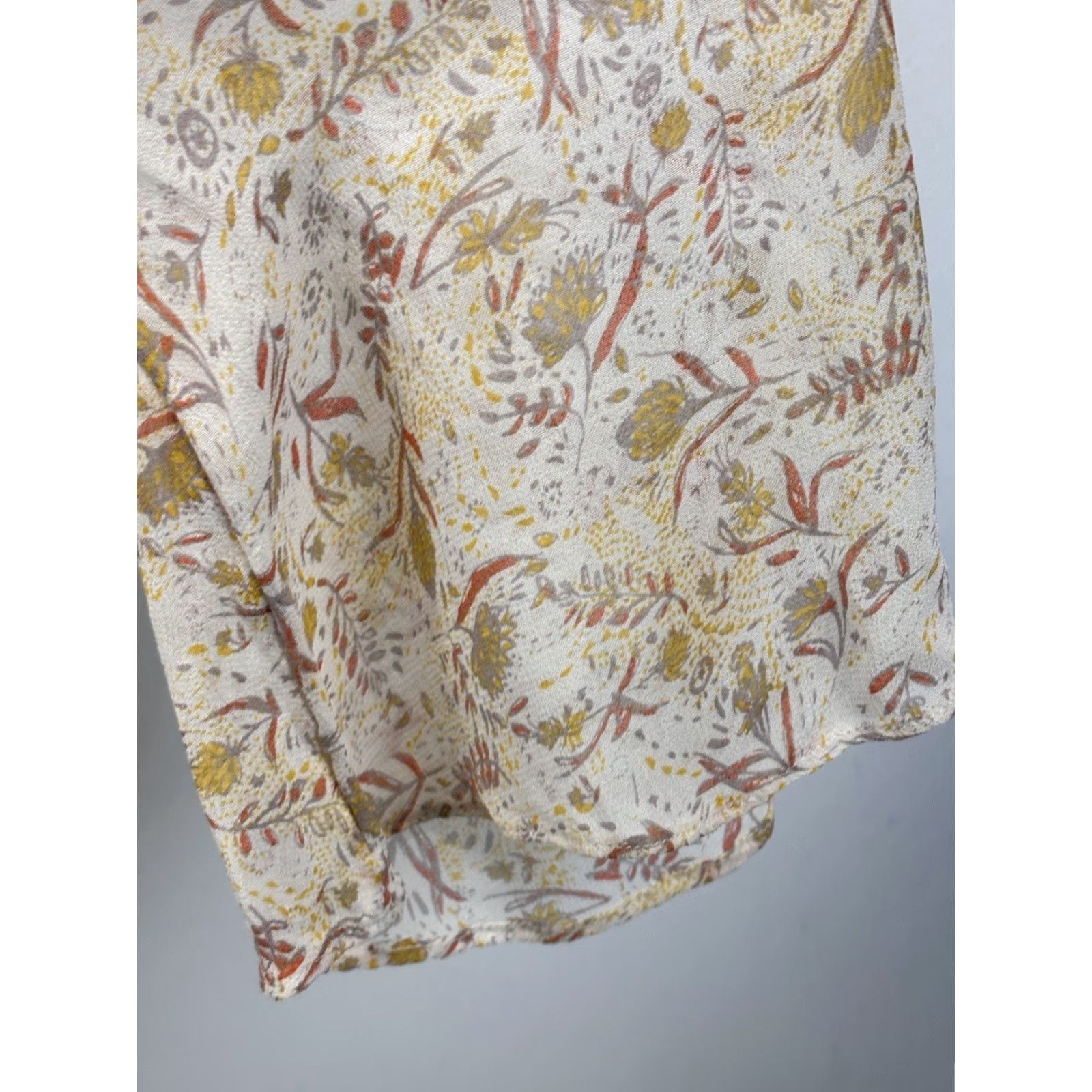 Free People Free People Floral Sheer Bell Sleeve Blouse Medium Beige Womens Size M / US 6-8 / IT 42-44 - 6 Thumbnail