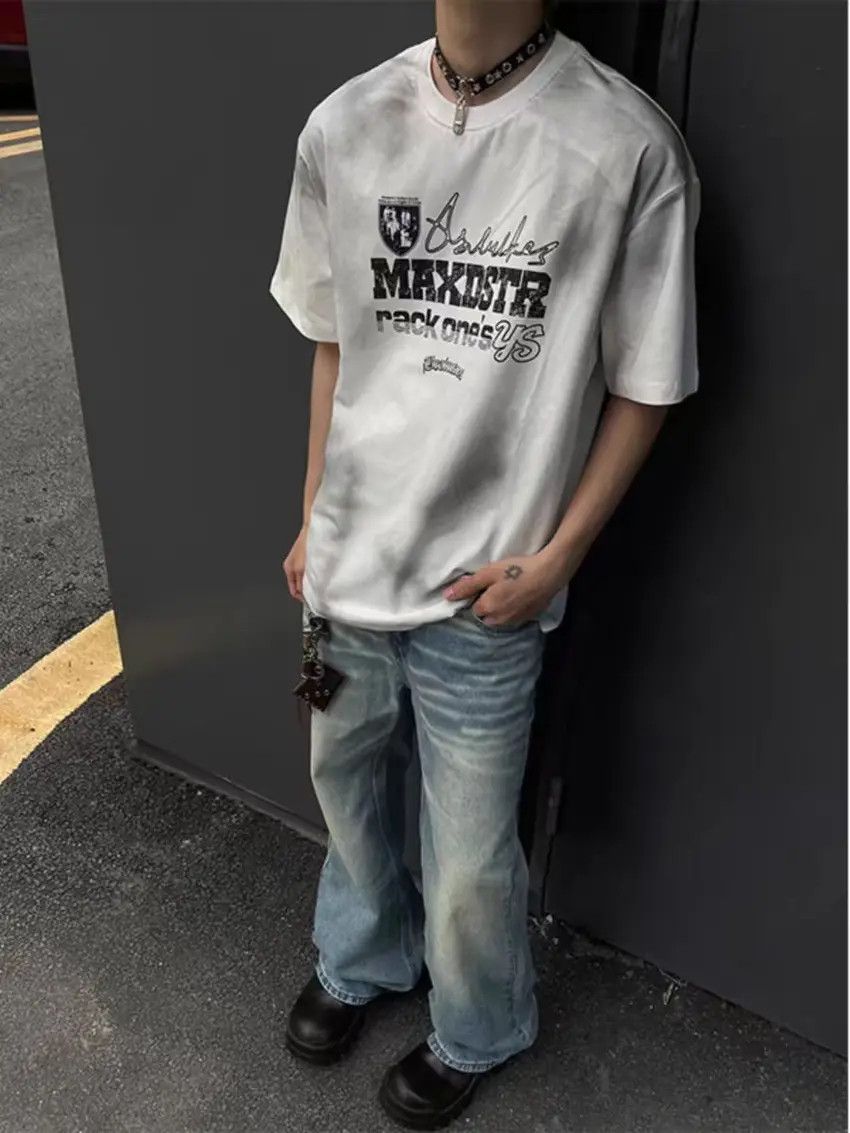 Designer × Japanese Brand Washed Faded Blue Wide Leg Denim Trousers Size US 30 / EU 46 - 1 Thumbnail
