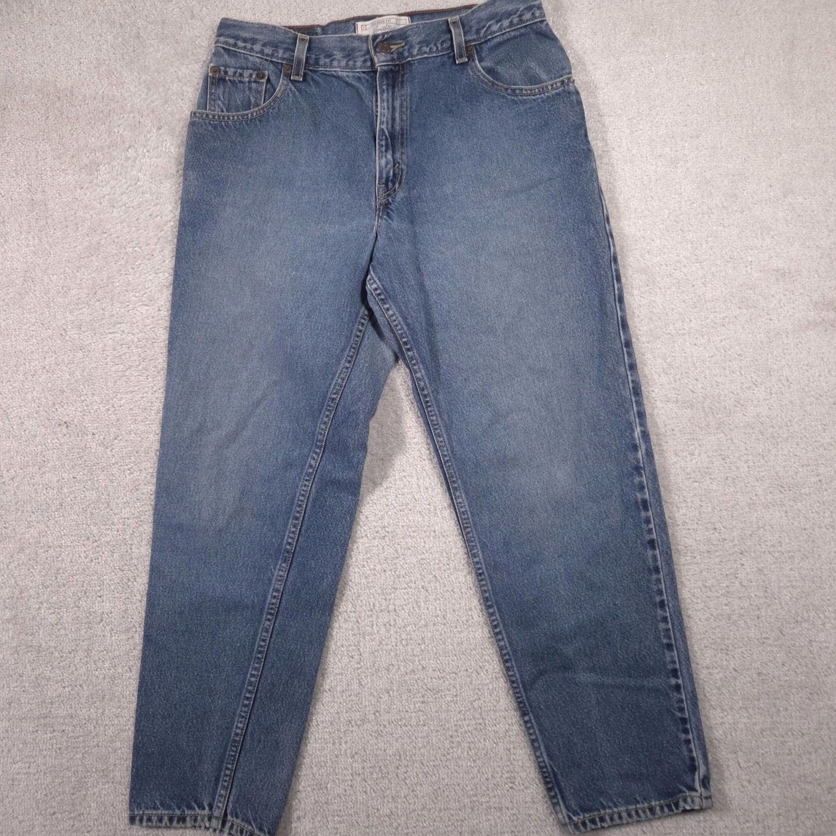 Vintage Levi Strauss Signature Jeans Womens 12 Short Blue High Rise Relaxed Tapered Jeans Size 34" / US 12 / IT 48 - 3 Thumbnail
