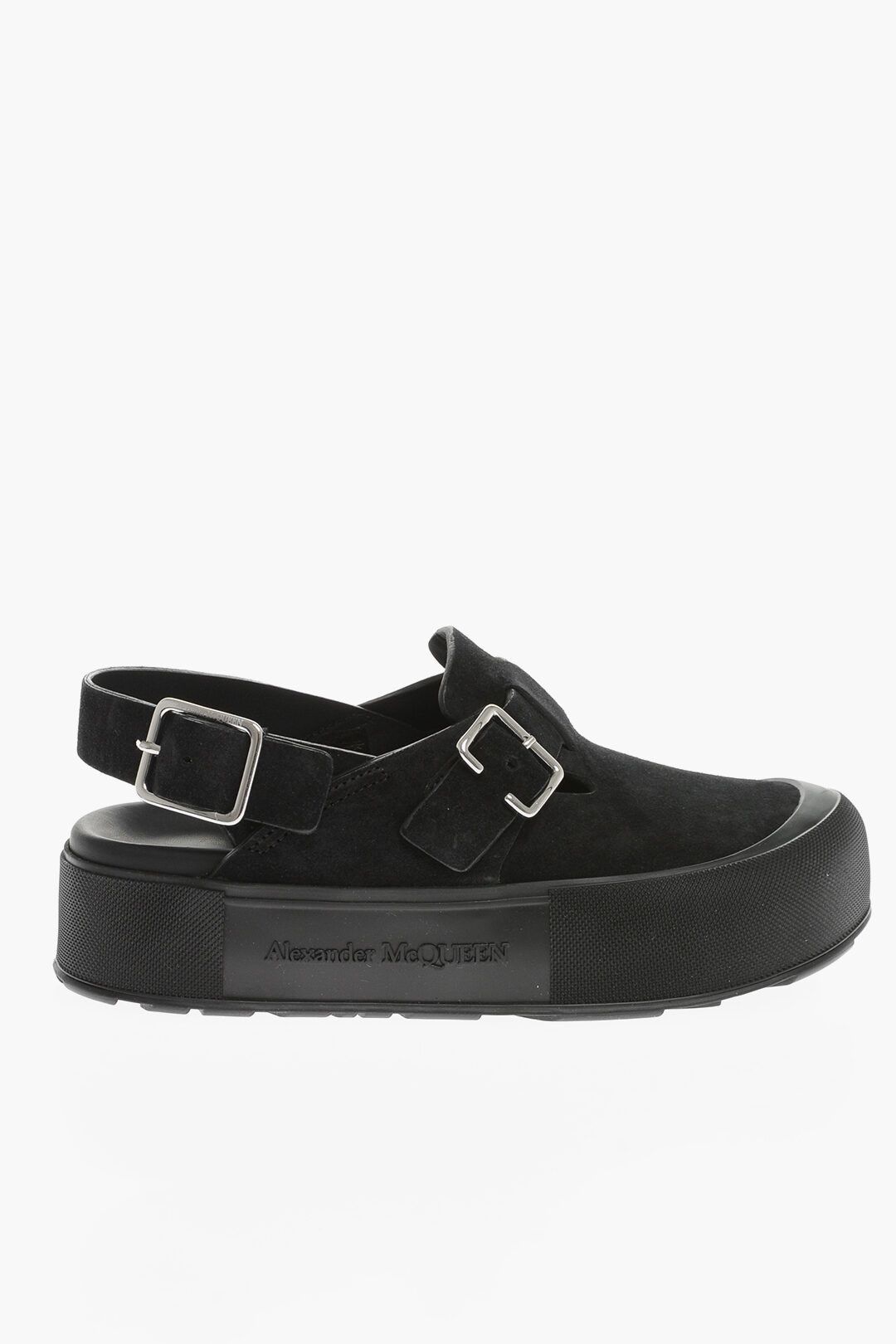 image of Alexander Mcqueen Og1Mm0423 Suede Leather Mule Shoess In Black Shoes, Men's (Size 9)