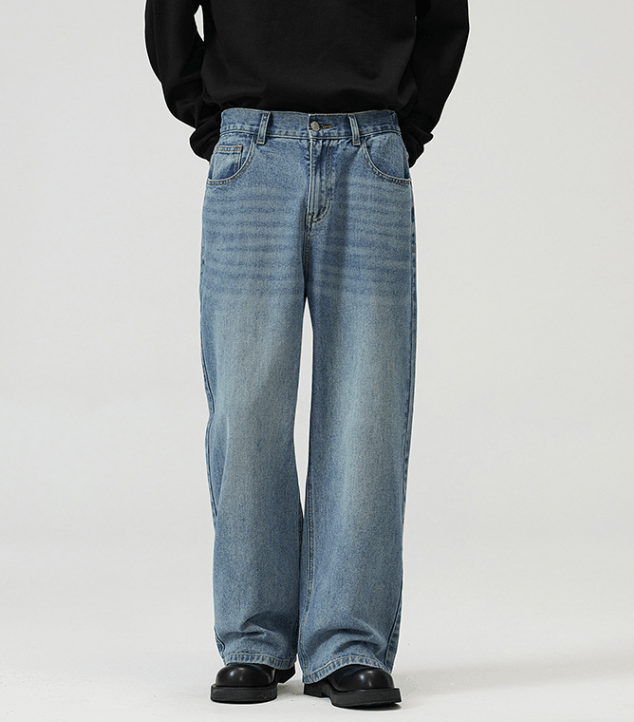 Japanese Brand × Jean Washed distressed straight loose baggy jeans Size US 32 / EU 48 - 2 Thumbnail