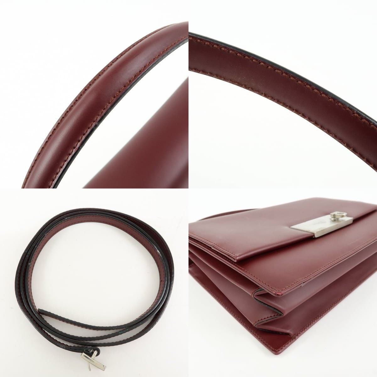 Salvatore Ferragamo Ferragamo Gancini Leather Top Handle Bag Burgundy Size ONE SIZE - 4 Thumbnail