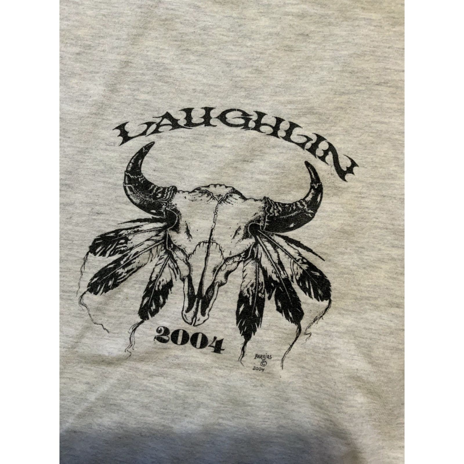 Hanes VINTAGE Laughlin River Run Motorcycle Rally 2004 Ram Skull Dream Catcher Graphic T-Shirt Hanes Men 2XL Gray Shirt Mens Size US XXL / EU 58 / 5 - 7 Thumbnail