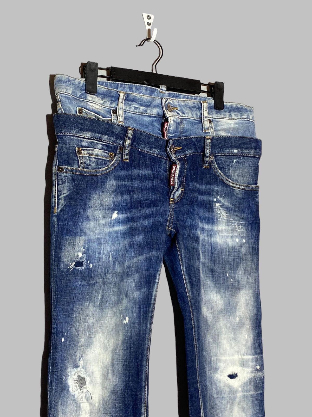 Dsquared2 Dsquared2 Twin Pack Layered Jeans Distressed Washed Denim Size 28" / US 6 / IT 42 - 2 Thumbnail