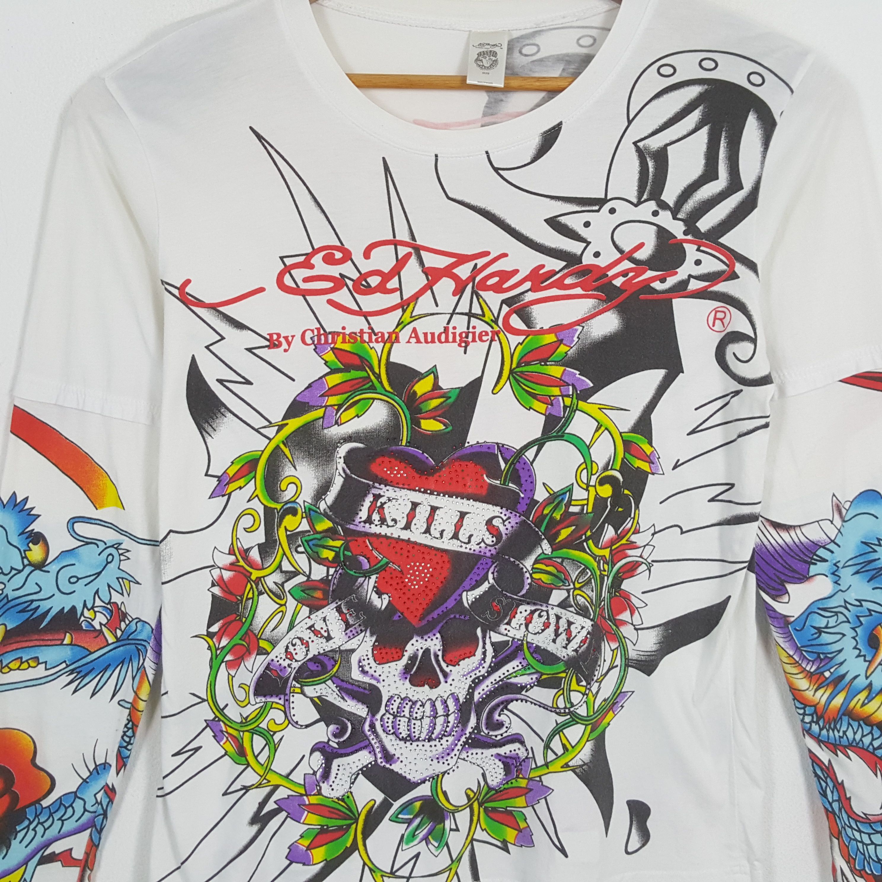 Christian Audigier × Ed Hardy × Vintage Vintage ED-HARDY by Christian Audigier Fashion Brand T-Shirt Size US L / EU 52-54 / 3 - 2 Thumbnail