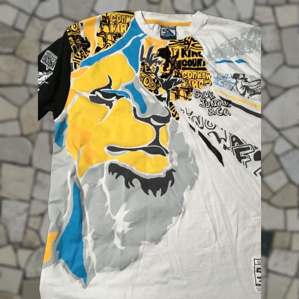 Vintage 5ive Jungle Graphic T-Shirt Mens XL White 100% Cotton Crew Neck Short Sleeve Jungle Lion Vintage Size US XL / EU 56 / 4 - 1 Thumbnail