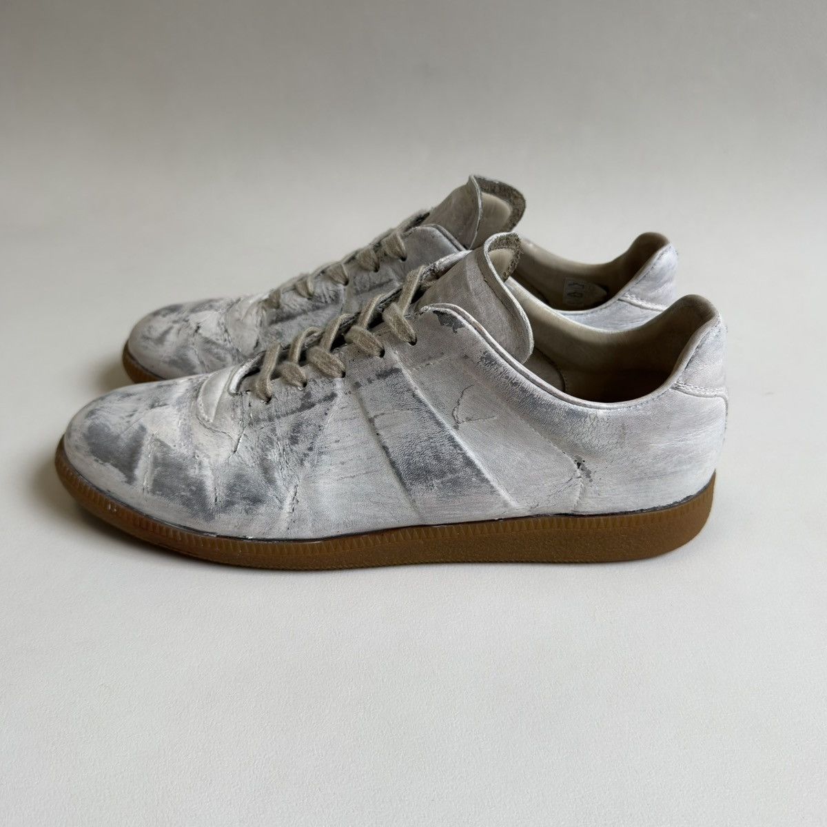 Maison Margiela White/Silver Painted OG GAT Sneakers Size US 13 / EU 46 - 9 Thumbnail