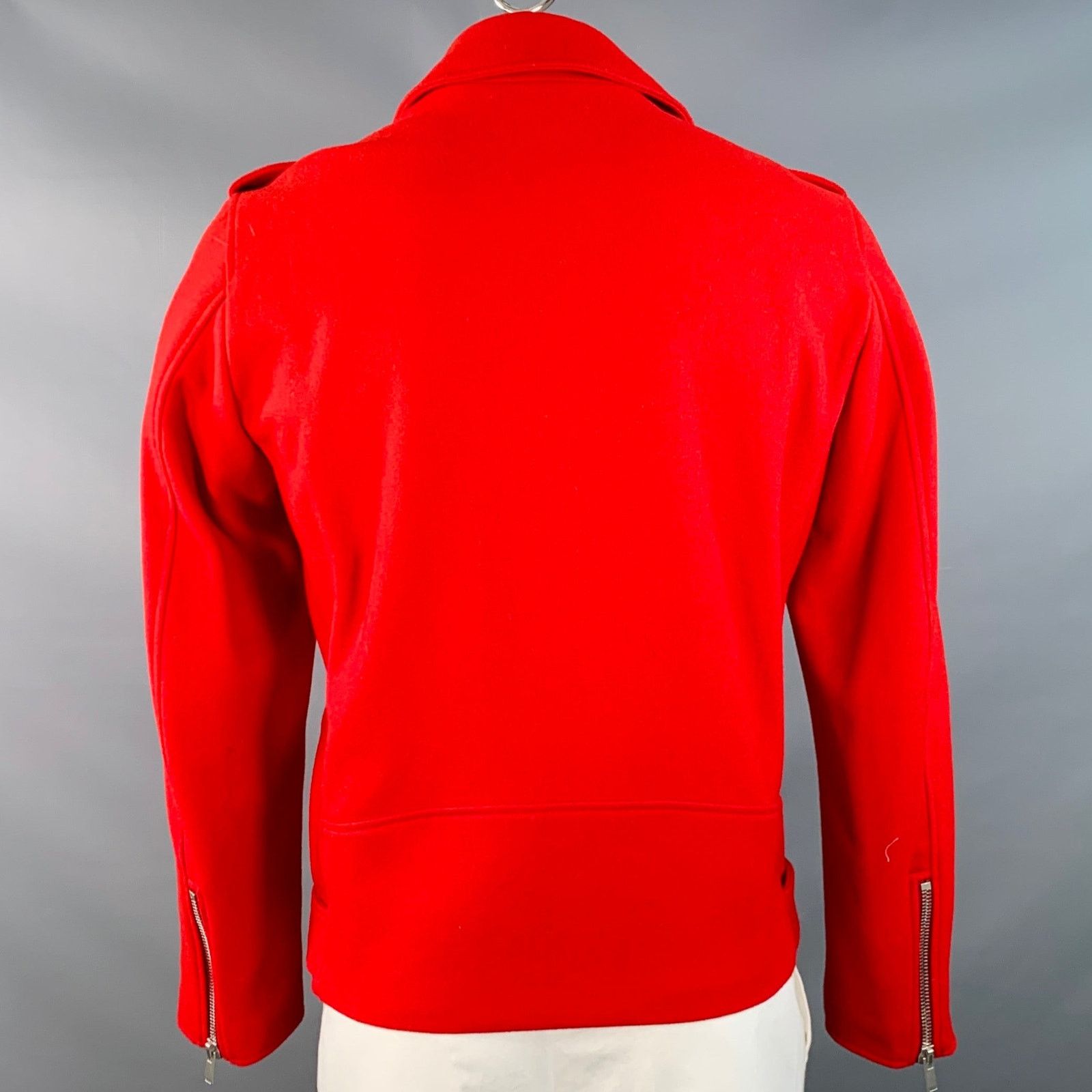 Other PT TORINO Size 42 Red Wool Belted Zip Up Biker Jacket Size US L / EU 52-54 / 3 - 3 Thumbnail