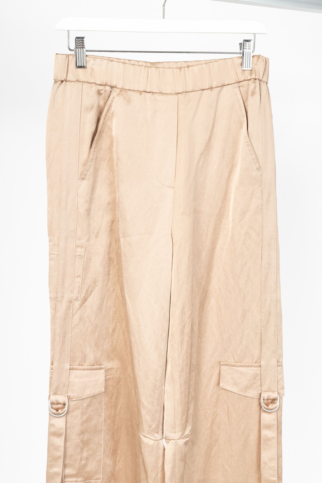 Luisa Cerano Luisa Cerano Cashew Cotton & Linen Satin Cargo Pants Size 27" / US 4 / IT 40 - 3 Thumbnail