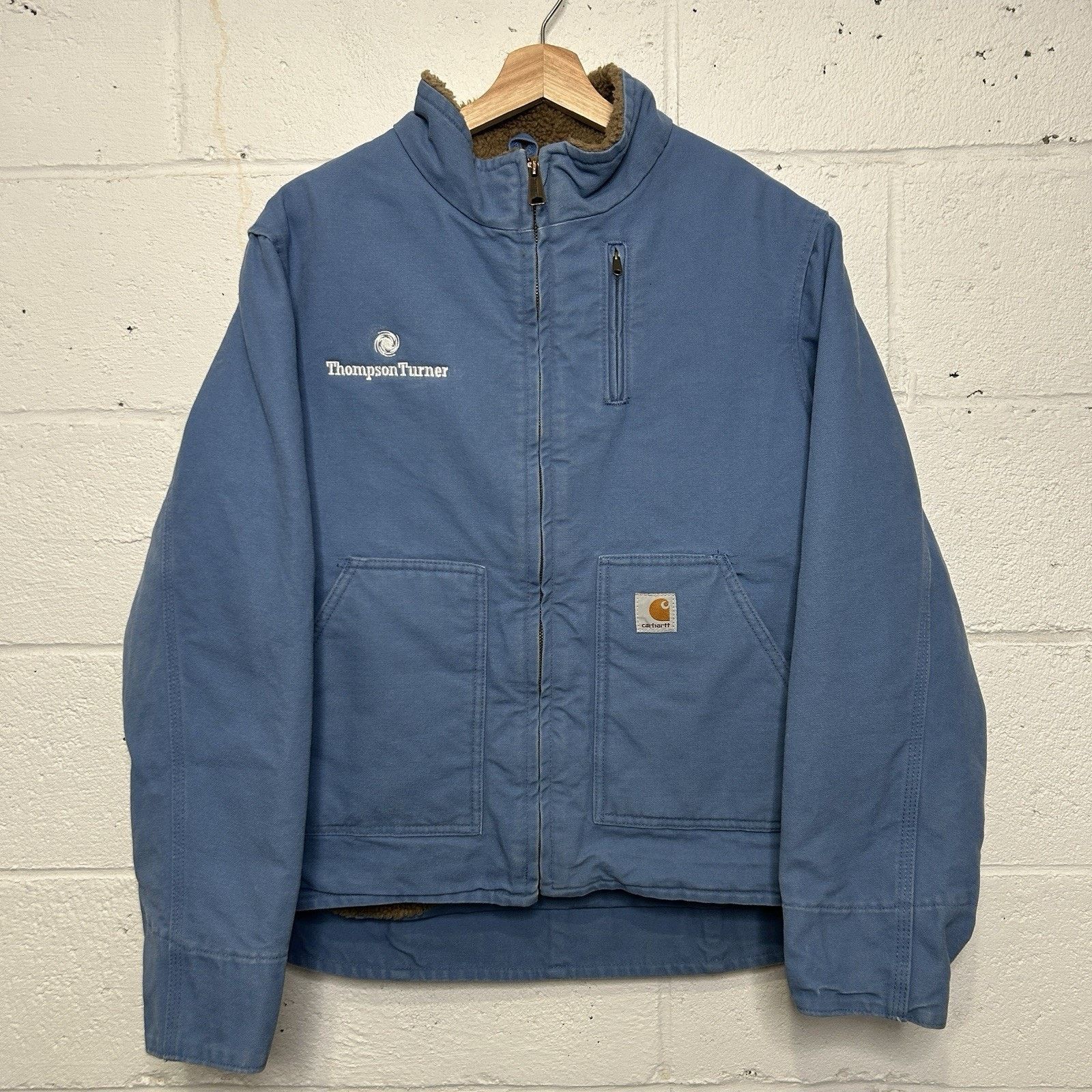 Carhartt Carhartt Sherpa-Lined Canyon Jacket “French Blue” WJ022 FHB Size L / US 10 / IT 46 - 1 Thumbnail