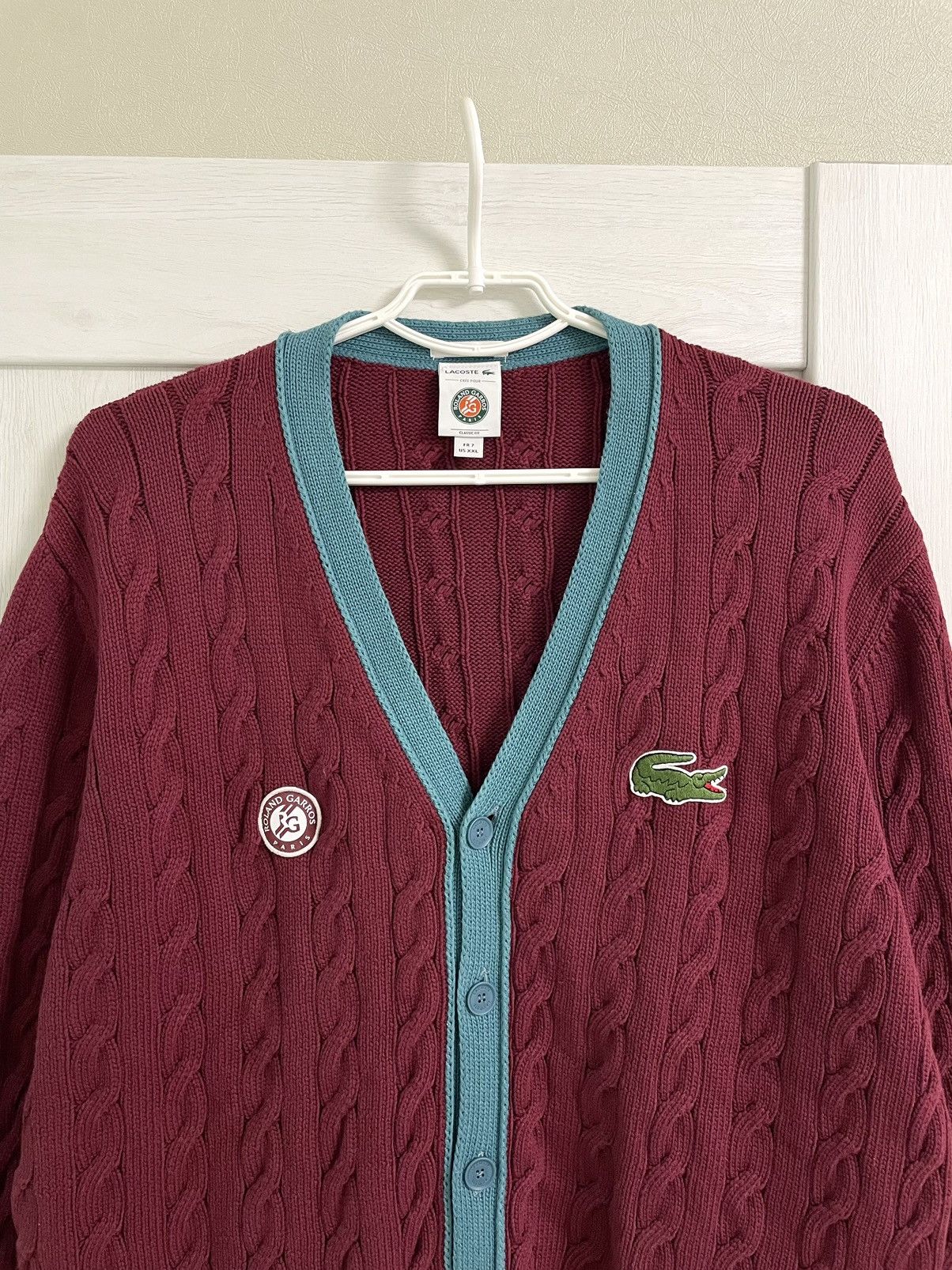 Lacoste Lacoste Roland Garros Tennis Cable Knit Sweater Cardigan Size US XXL / EU 58 / 5 - 2 Thumbnail